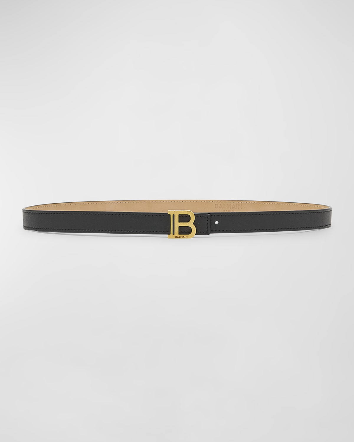 Balmain B-Monogram Leather Skinny Belt