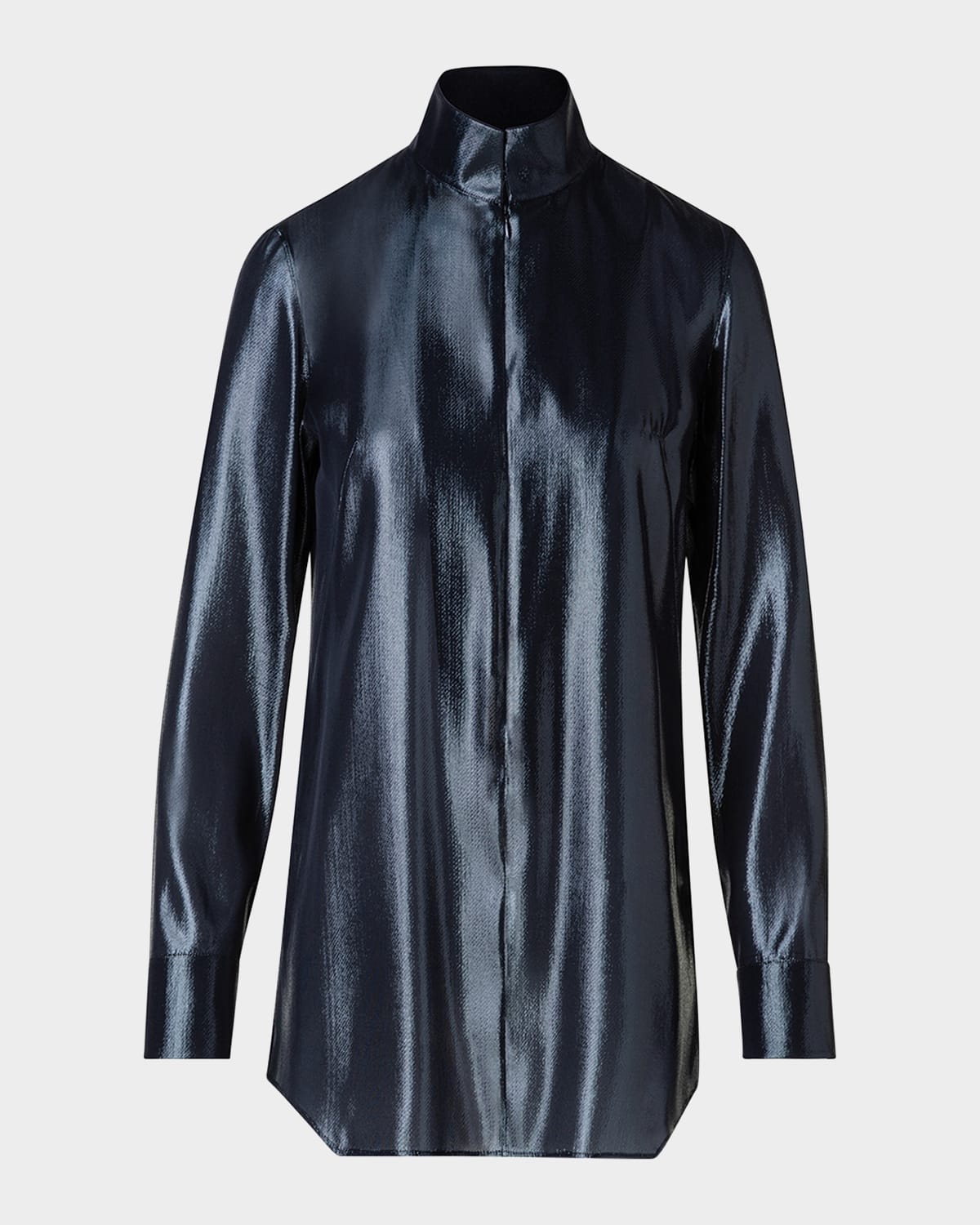 Akris Stand Collar Silk Tunic Blouse