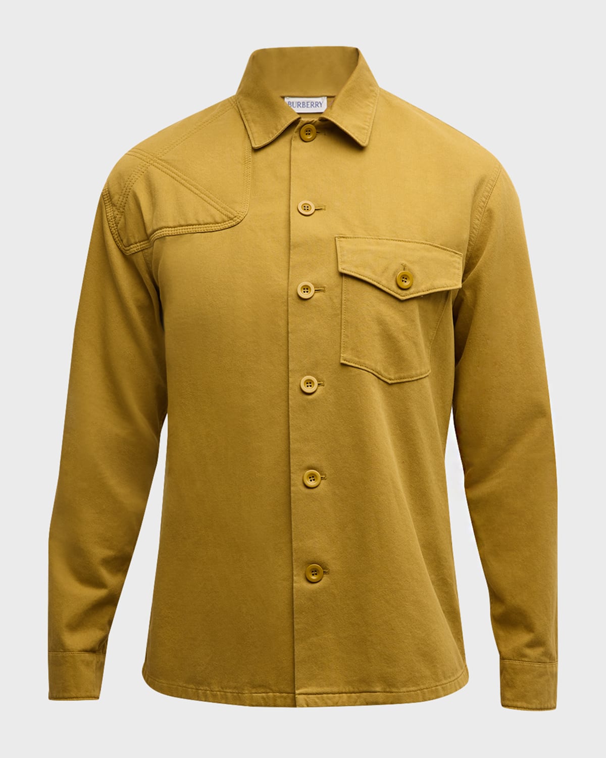 Burberry Men's Twill Shirt with Tonal Check Patch