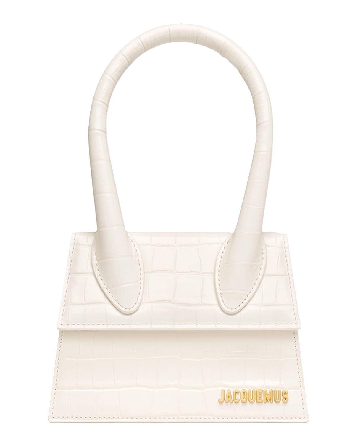 Jacquemus Le Chiquito Moyen Croc-Embossed Top-Handle Bag
