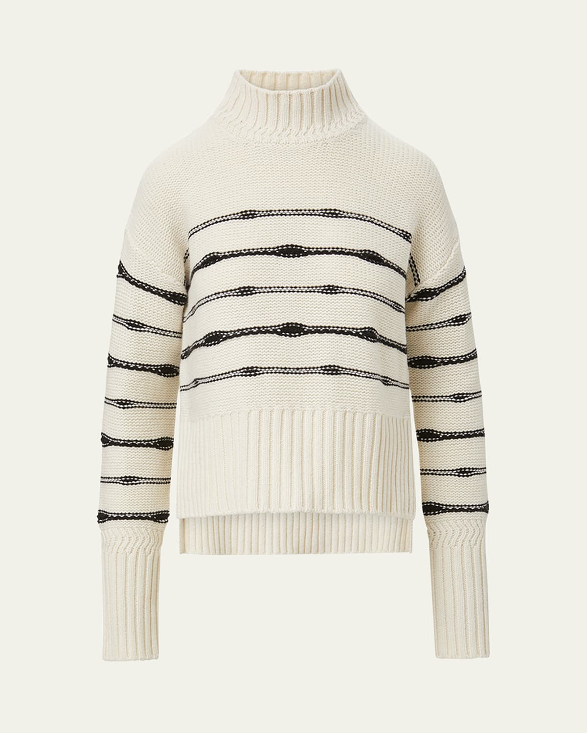 Veronica Beard Viori Striped Mock-Neck Sweater