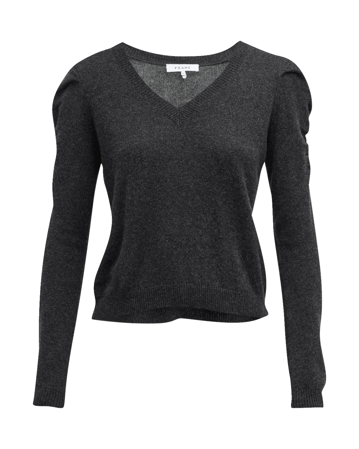 FRAME Ruched Long-Sleeve Cashmere-Wool Sweater
