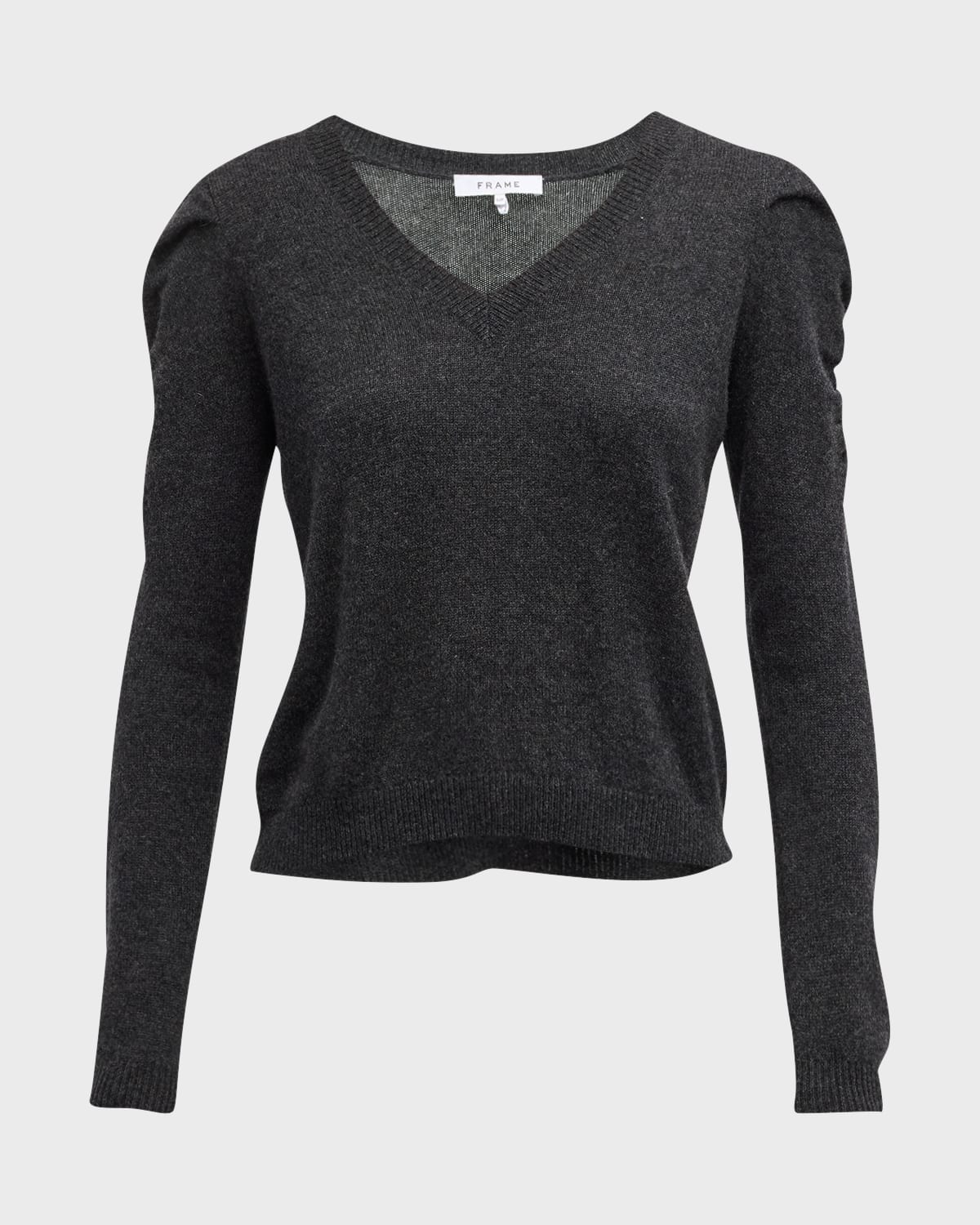 FRAME Ruched Long-Sleeve Cashmere-Wool Sweater