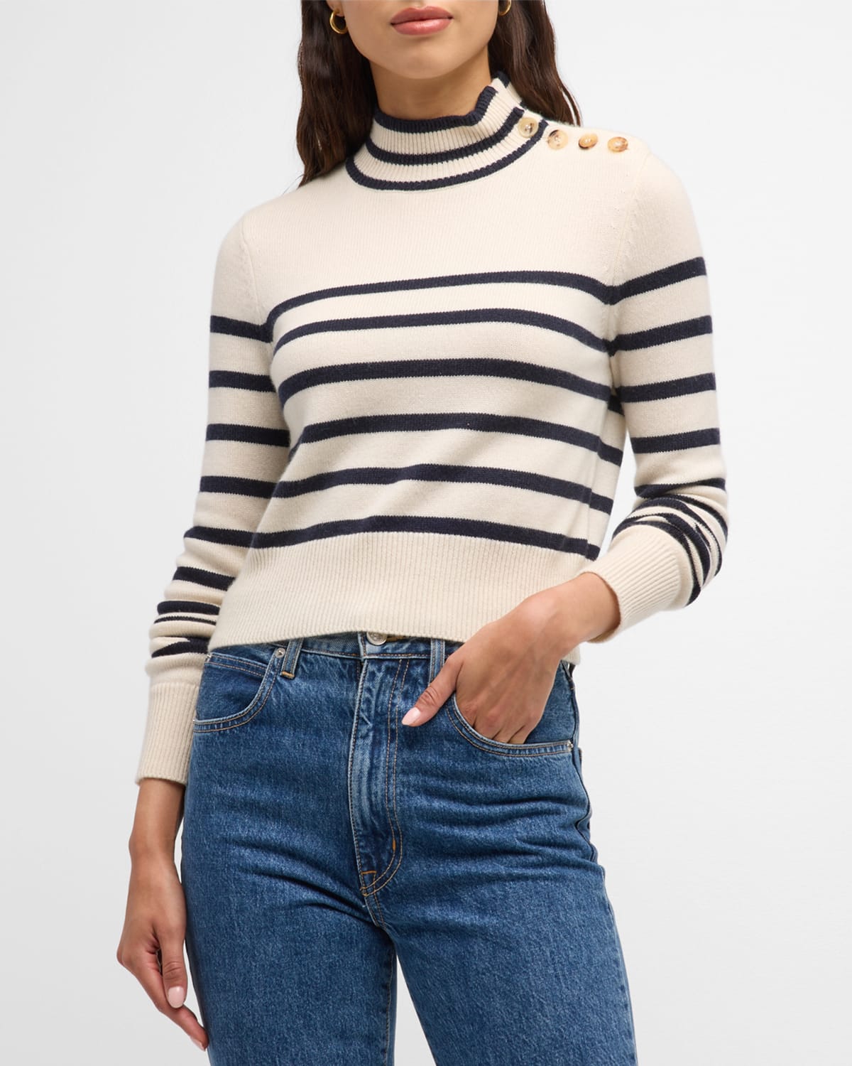FRAME Shrunken Mariner Cashmere Turtleneck Sweater