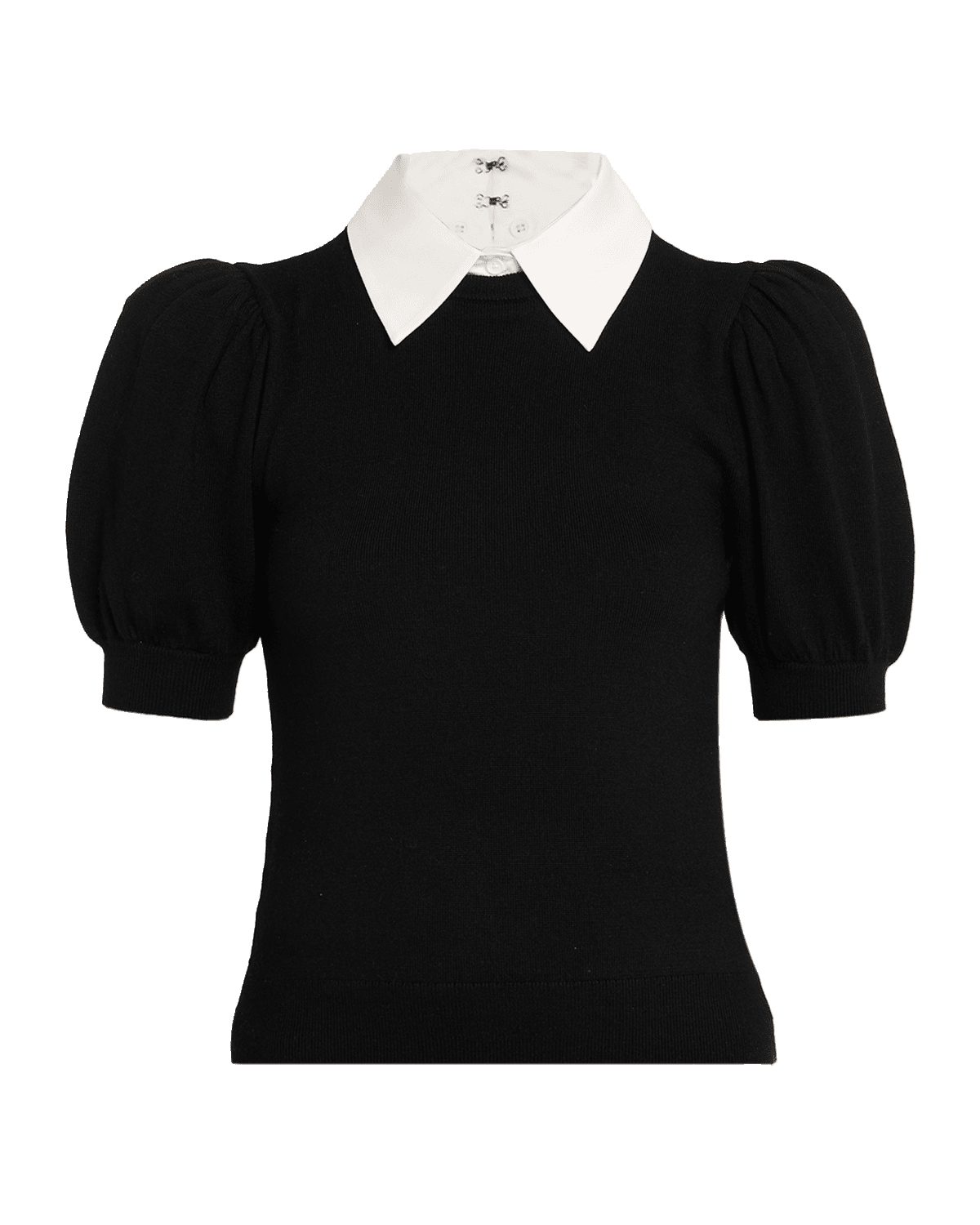 Alice + Olivia Chase Puff-Sleeve Sweater With Detachable Collar