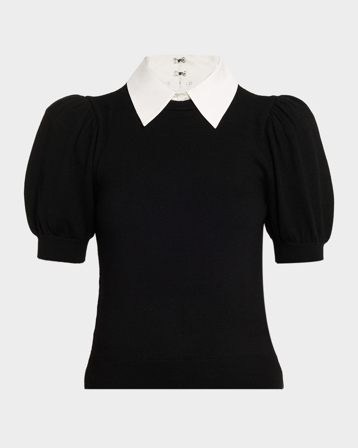 Alice + Olivia Chase Puff-Sleeve Sweater With Detachable Collar