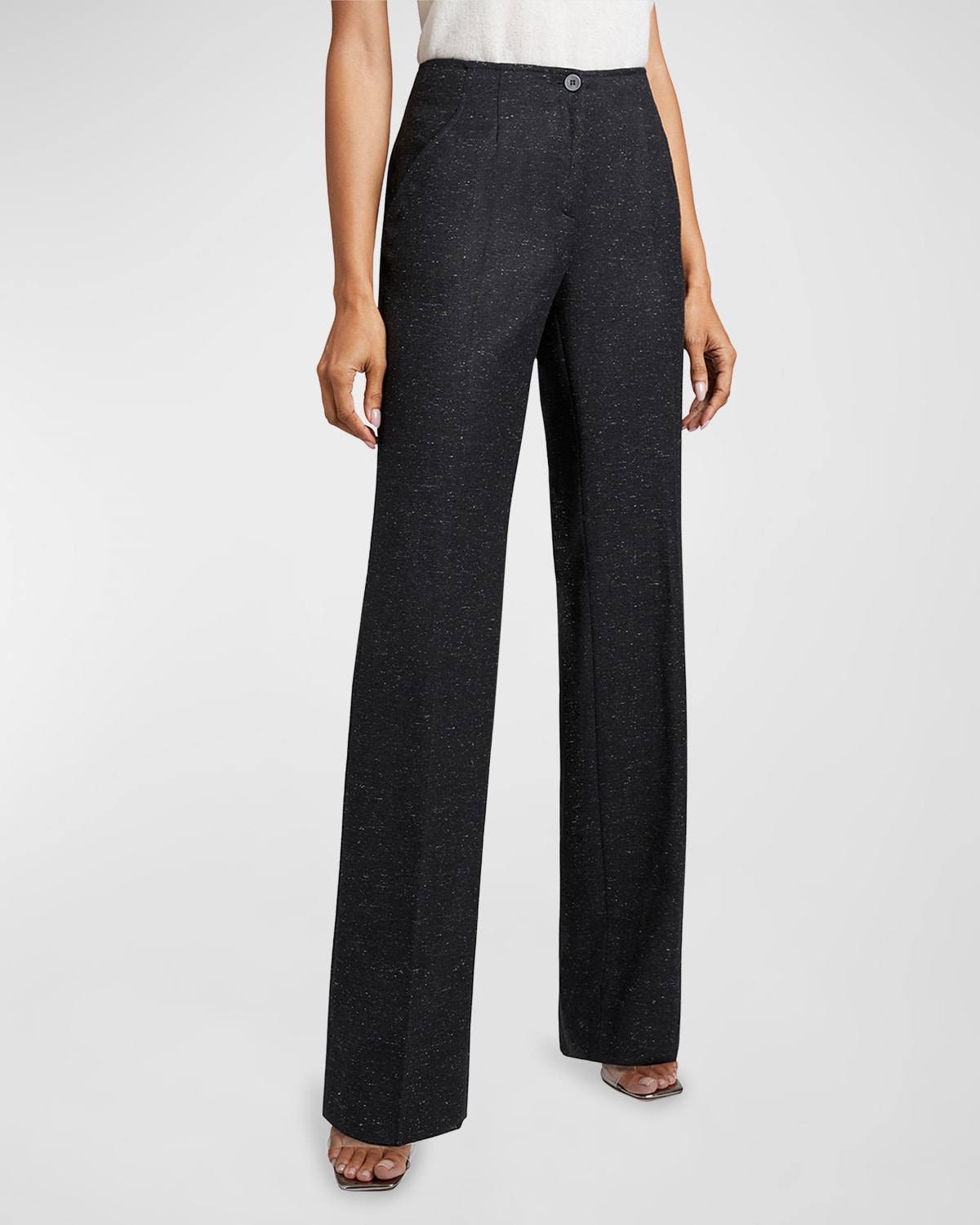 Santorelli Della Speckled Straight-Leg Pants