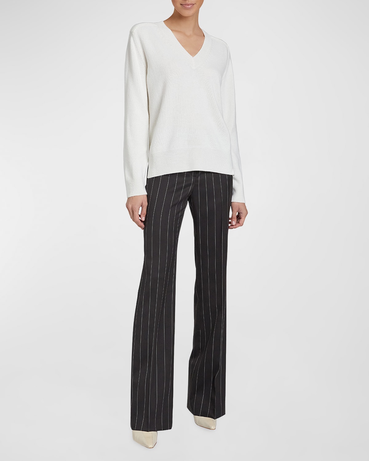 Santorelli Mary V-Neck Wool-Cashmere Sweater
