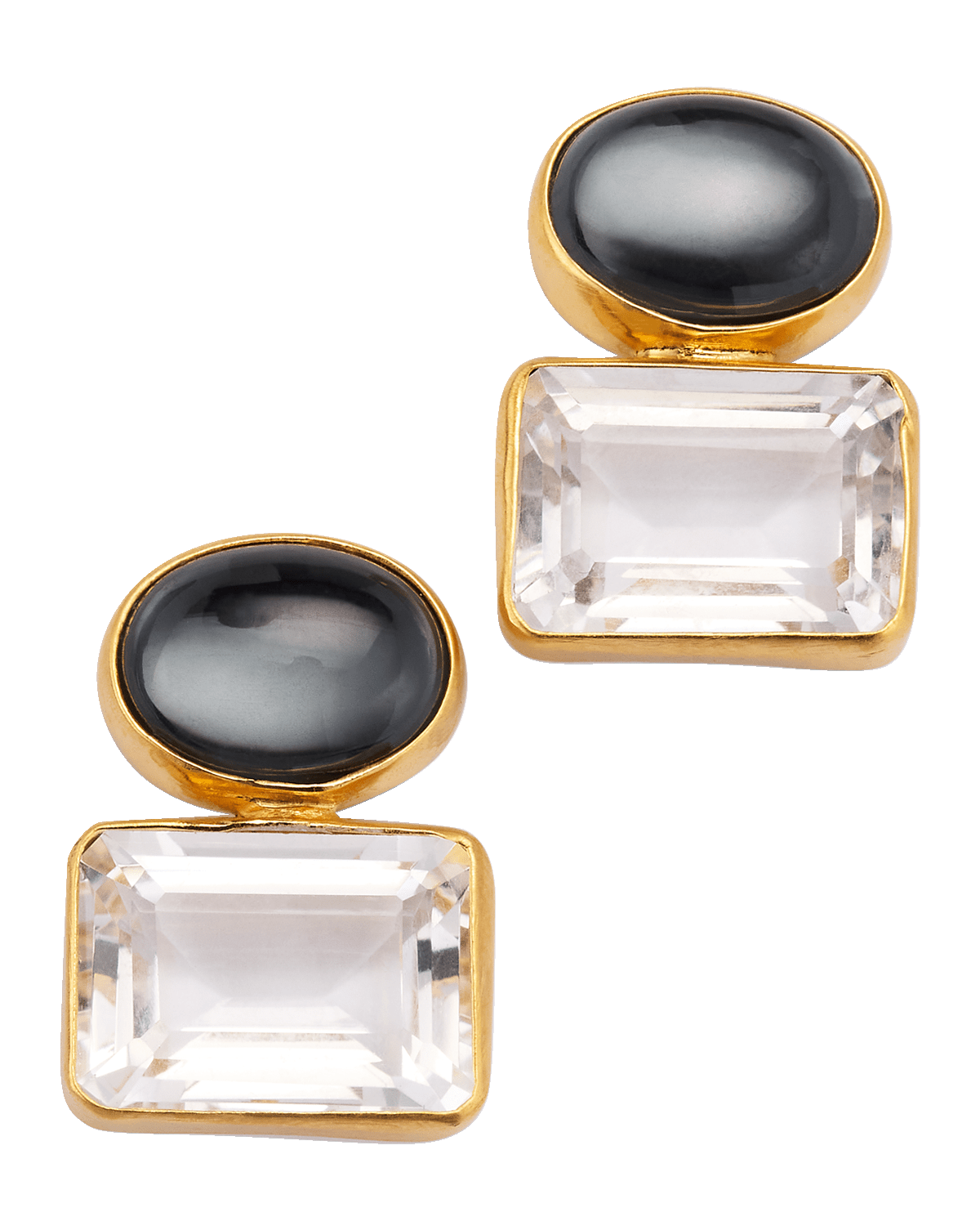 Dina Mackney Hematite Doublet and Quartz Earrings