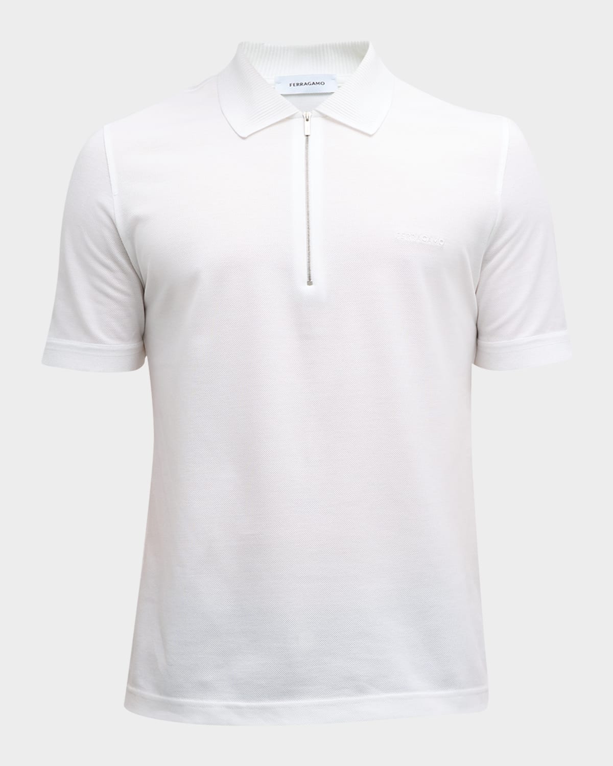 Ferragamo Men's Zip-Front Cotton Polo
