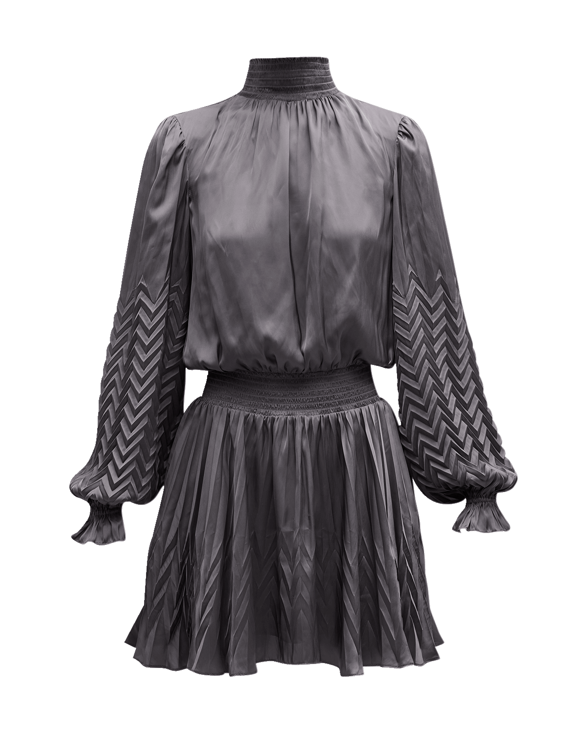 Ramy Brook Sawyer Chevron-Pleated Mini Dress