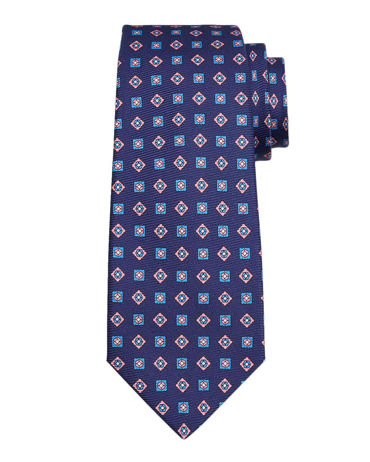 Kiton Men's Small Squares Printed Silk Tie