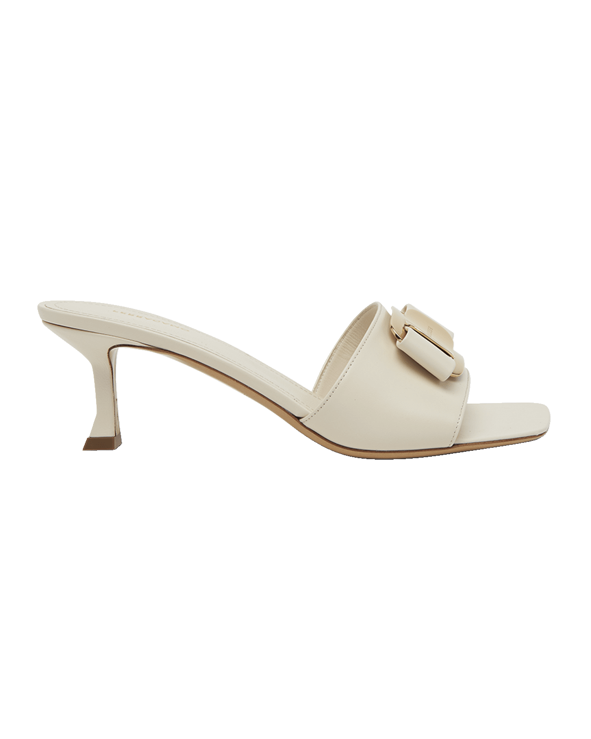 Ferragamo Zelie Leather Bow Mule Sandals