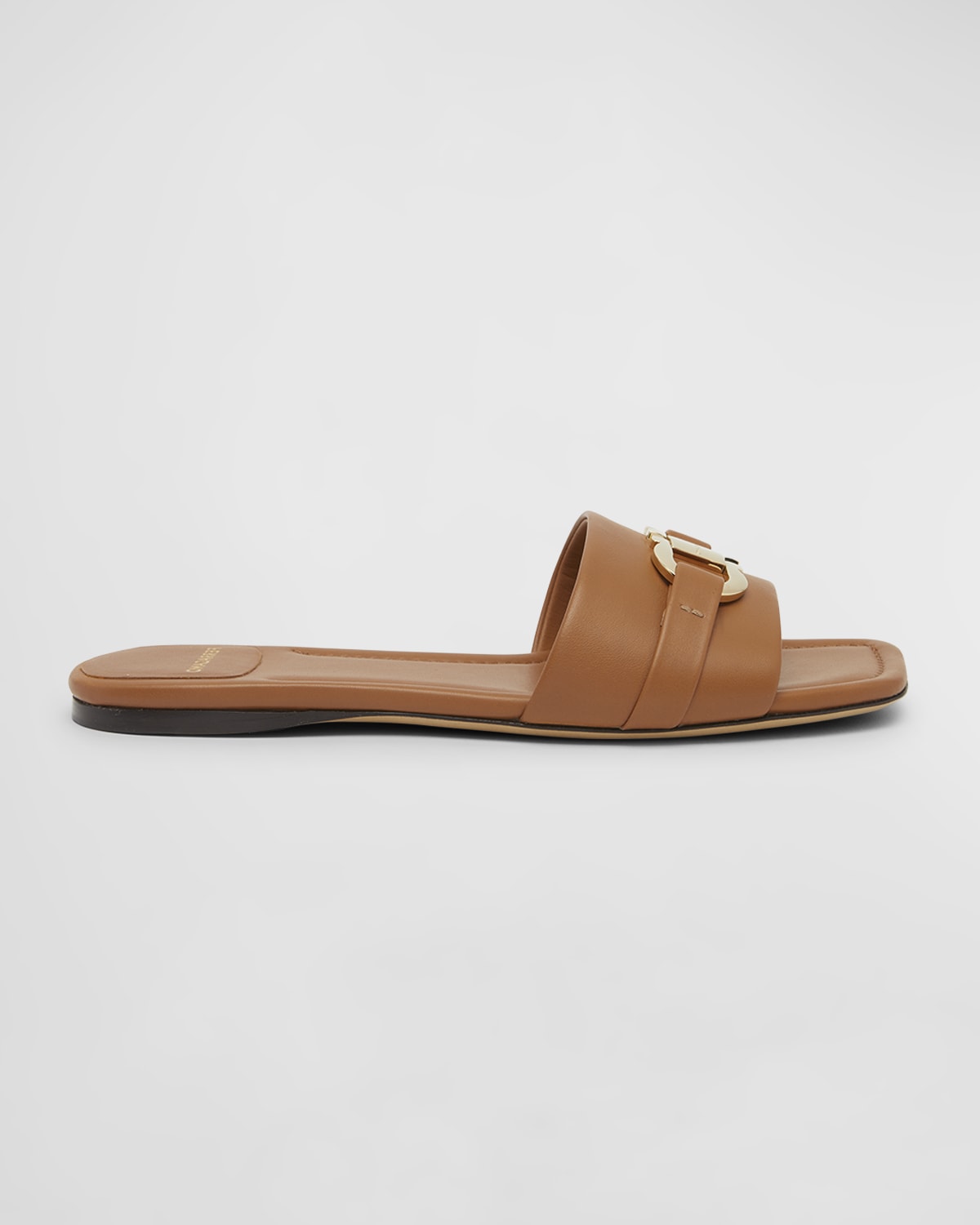 Ferragamo Leah Gancini Bit Leather Slide Sandals
