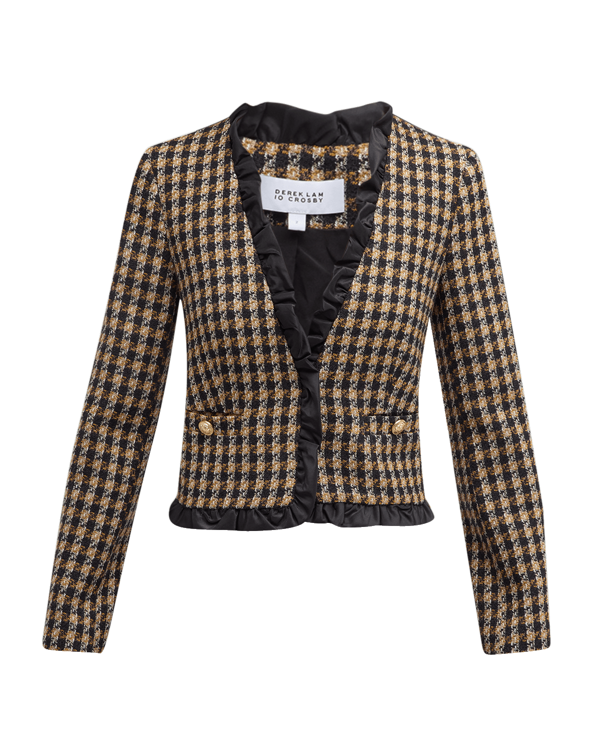 Derek Lam 10 Crosby Betti Check Ruffle-Trim Jacket