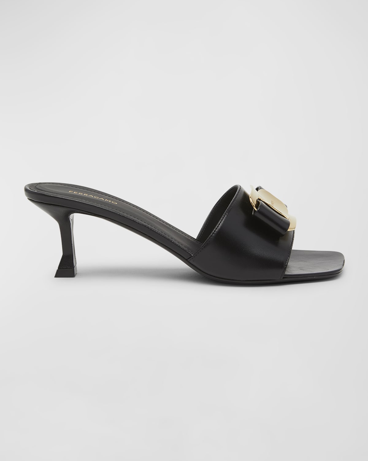 Ferragamo Zelie Leather Bow Mule Sandals