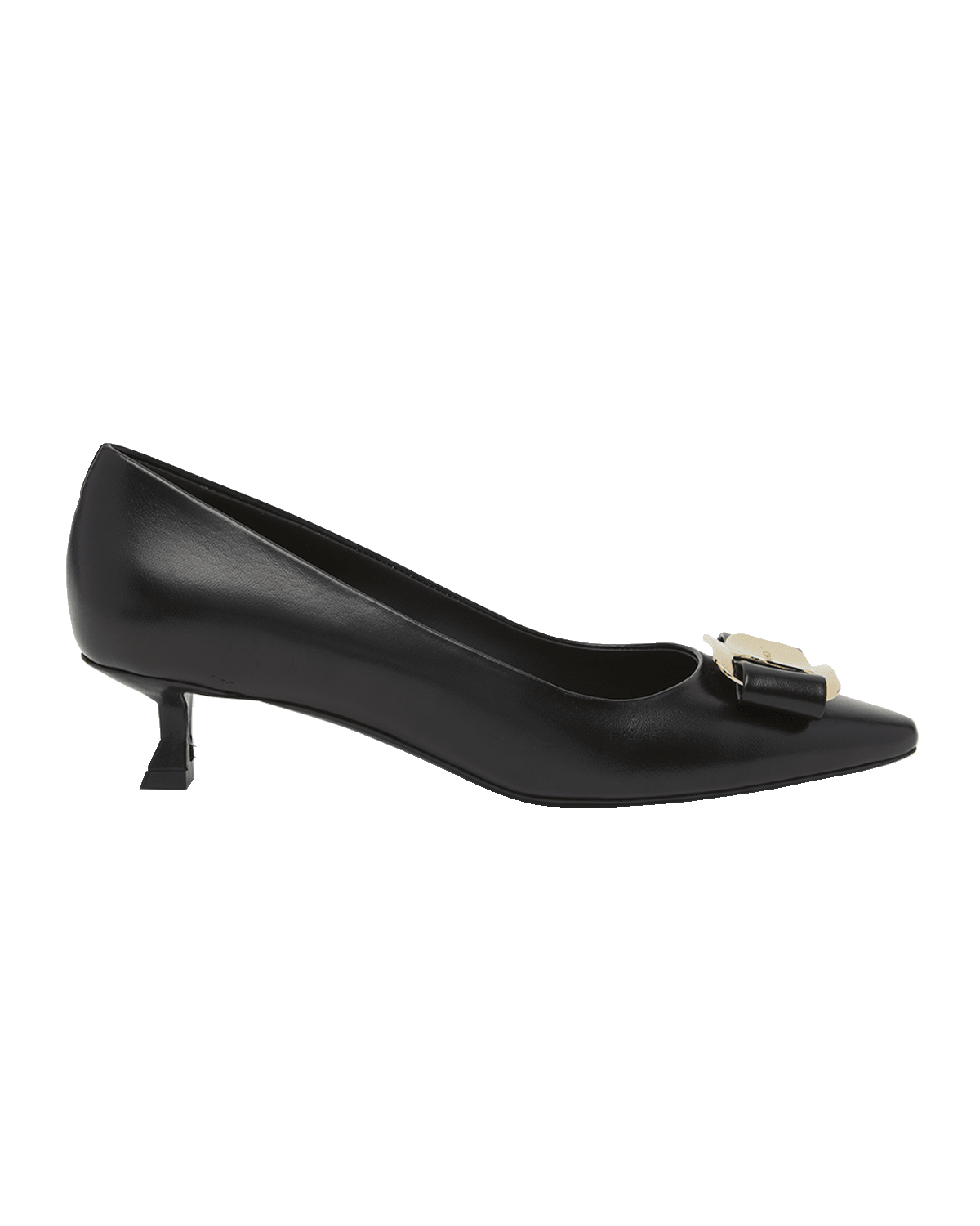 Ferragamo Zelma Leather Bow Kitten-Heel Pumps