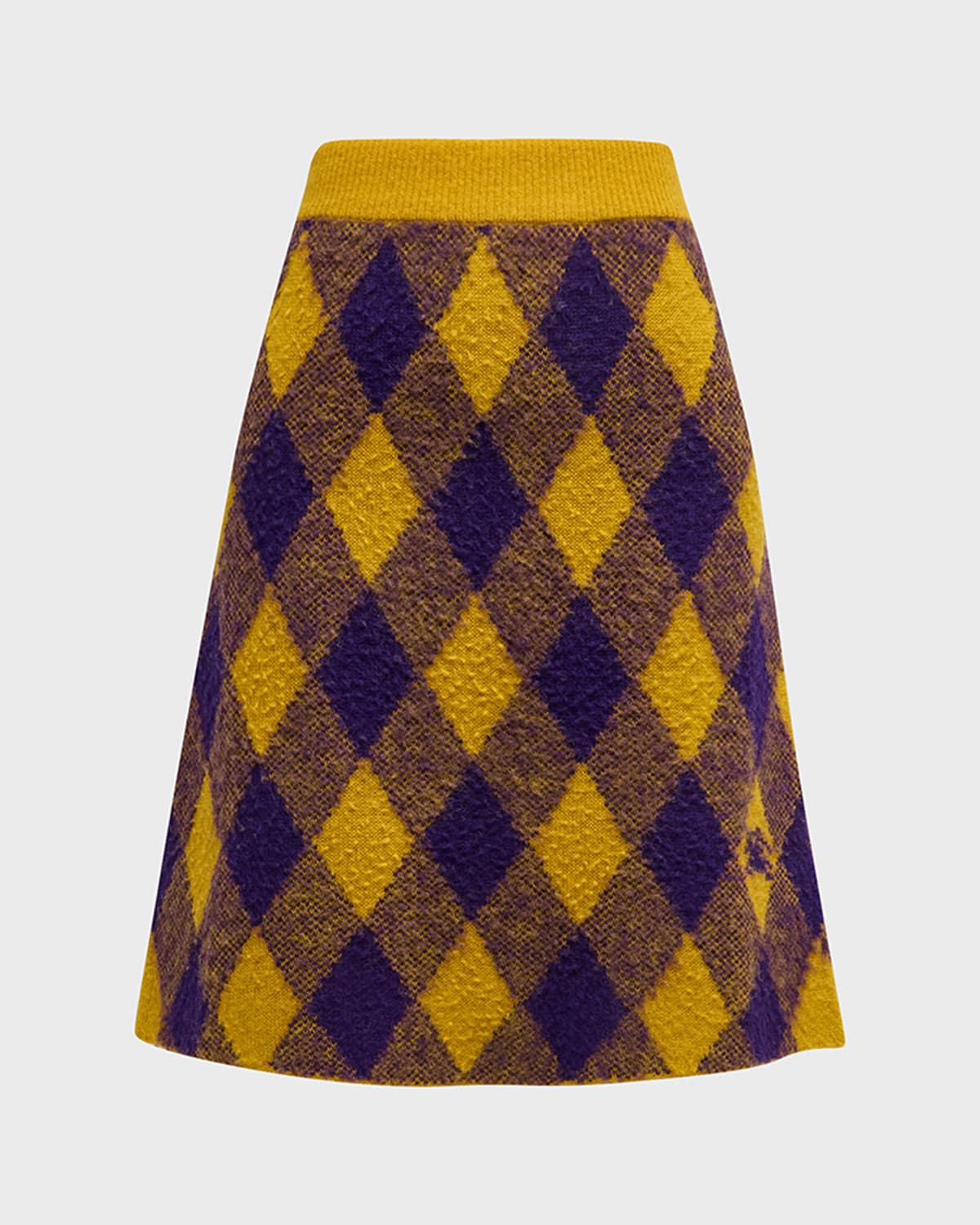 Burberry EKD Check Knit A-Line Skirt