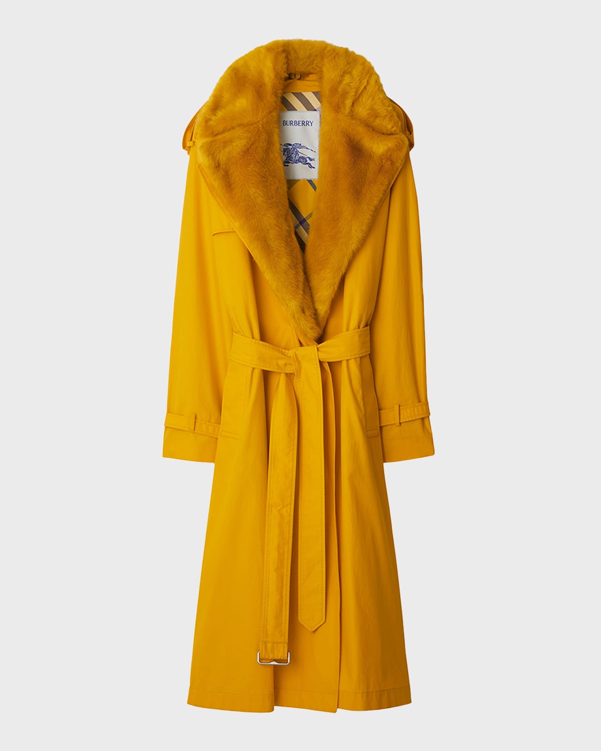 Burberry Kennington Trench Coat With Faux Fur Collar