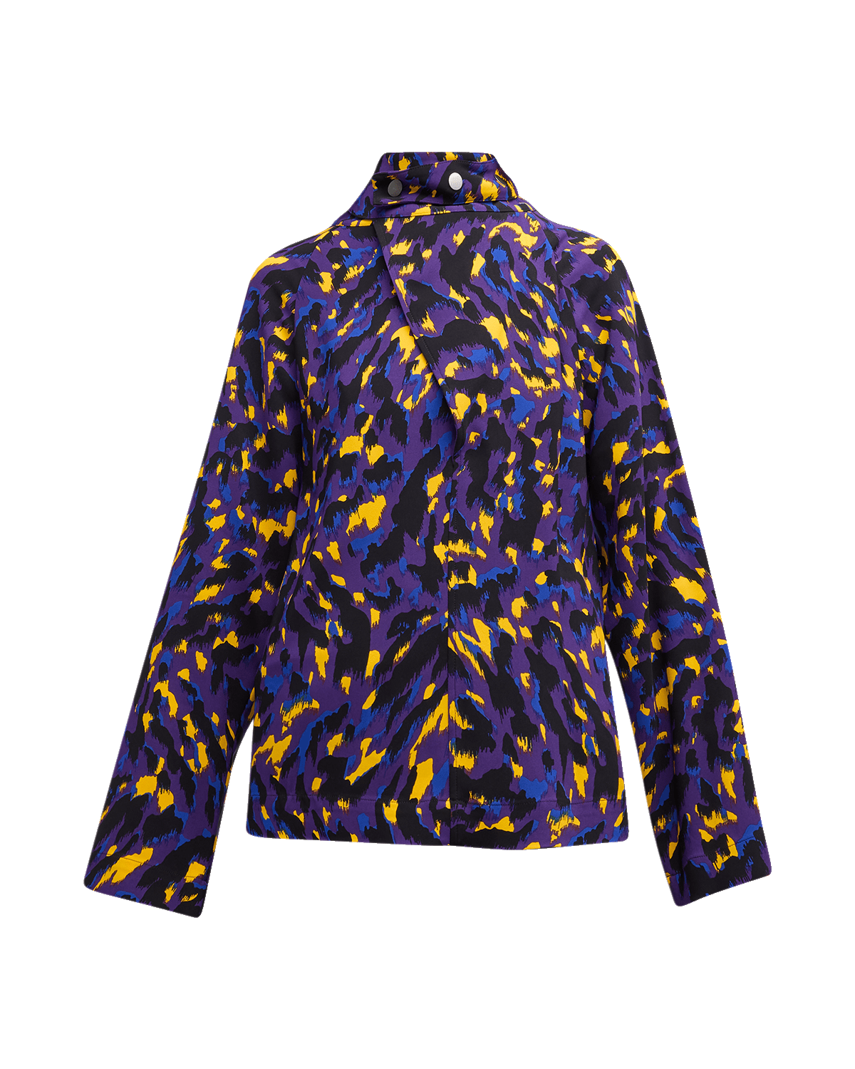 Burberry Abstract-Print Long-Sleeve Silk Top