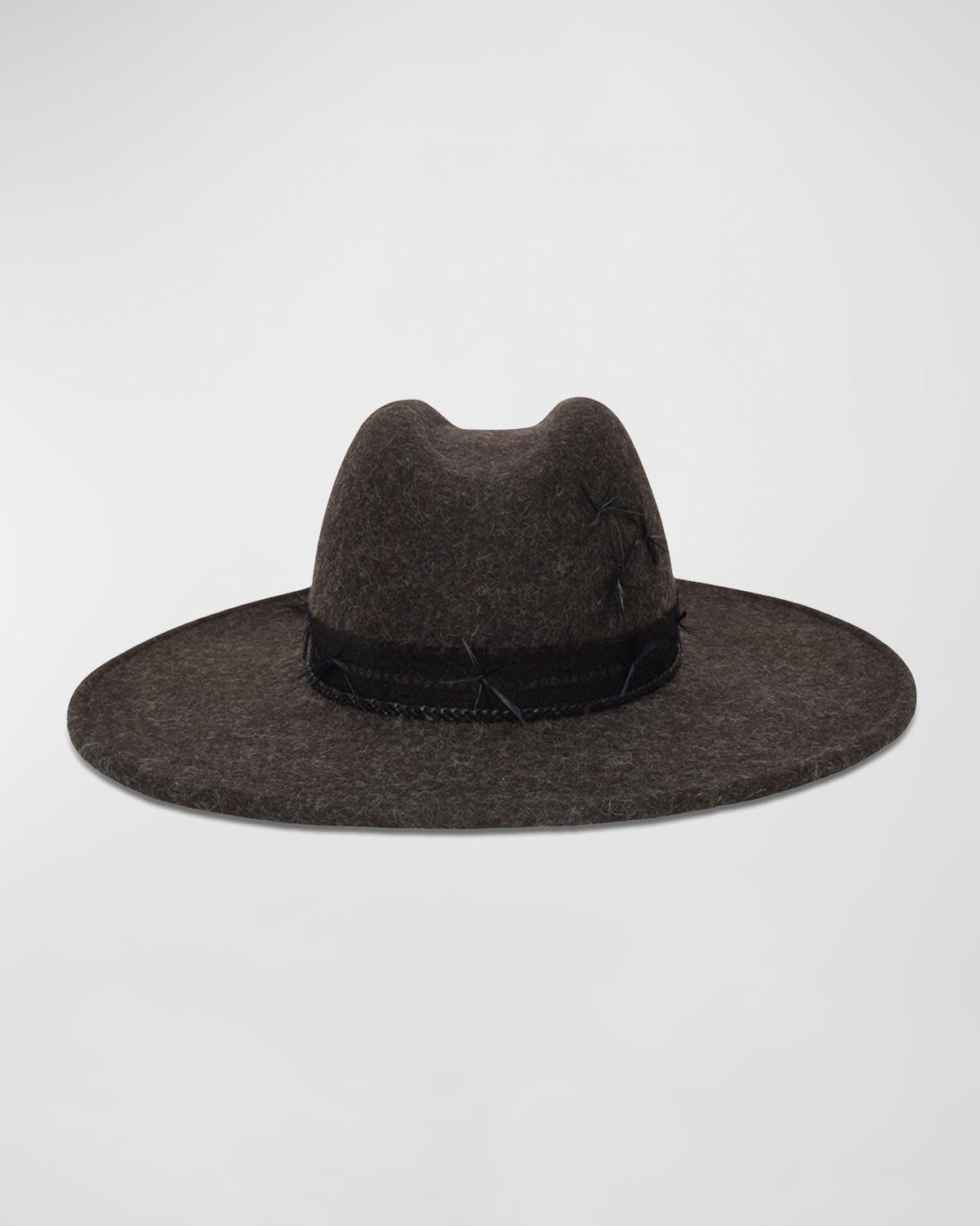Gigi Burris Norma Wool-Silk Fedora With Feathers