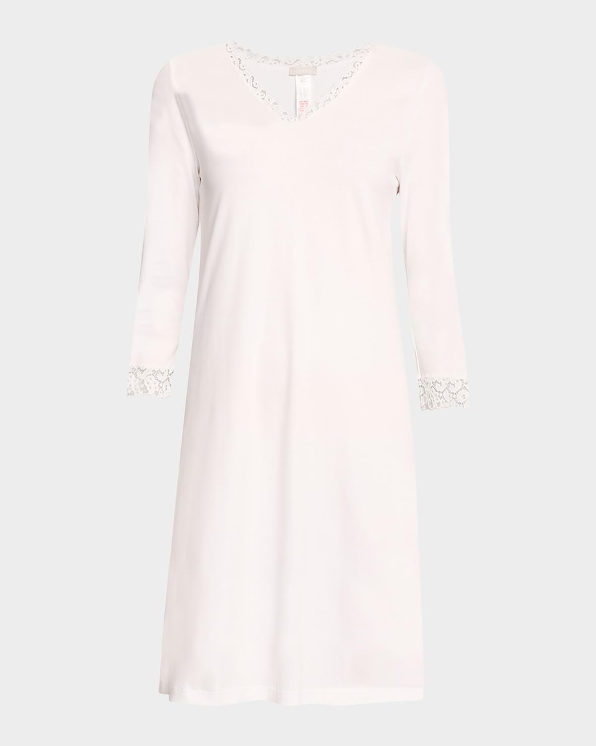 Hanro Moments Lace-Trim Cotton Nightgown