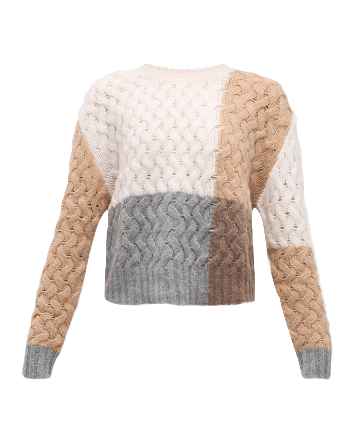 Naadam Wool-Cashmere Colorblock Lattice Stitch Sweater
