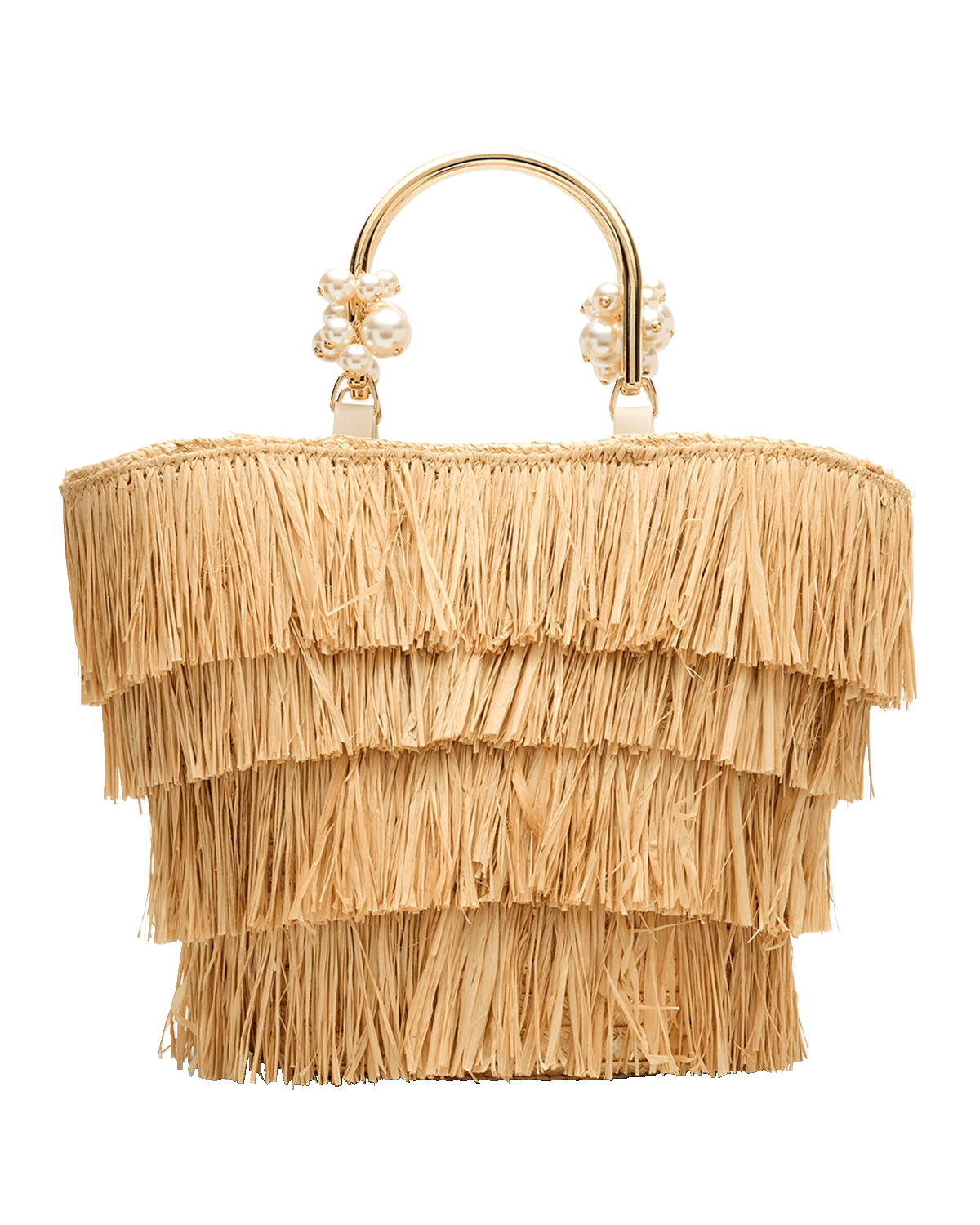 BTB Los Angeles Luna Fringe Raffia Tote Bag