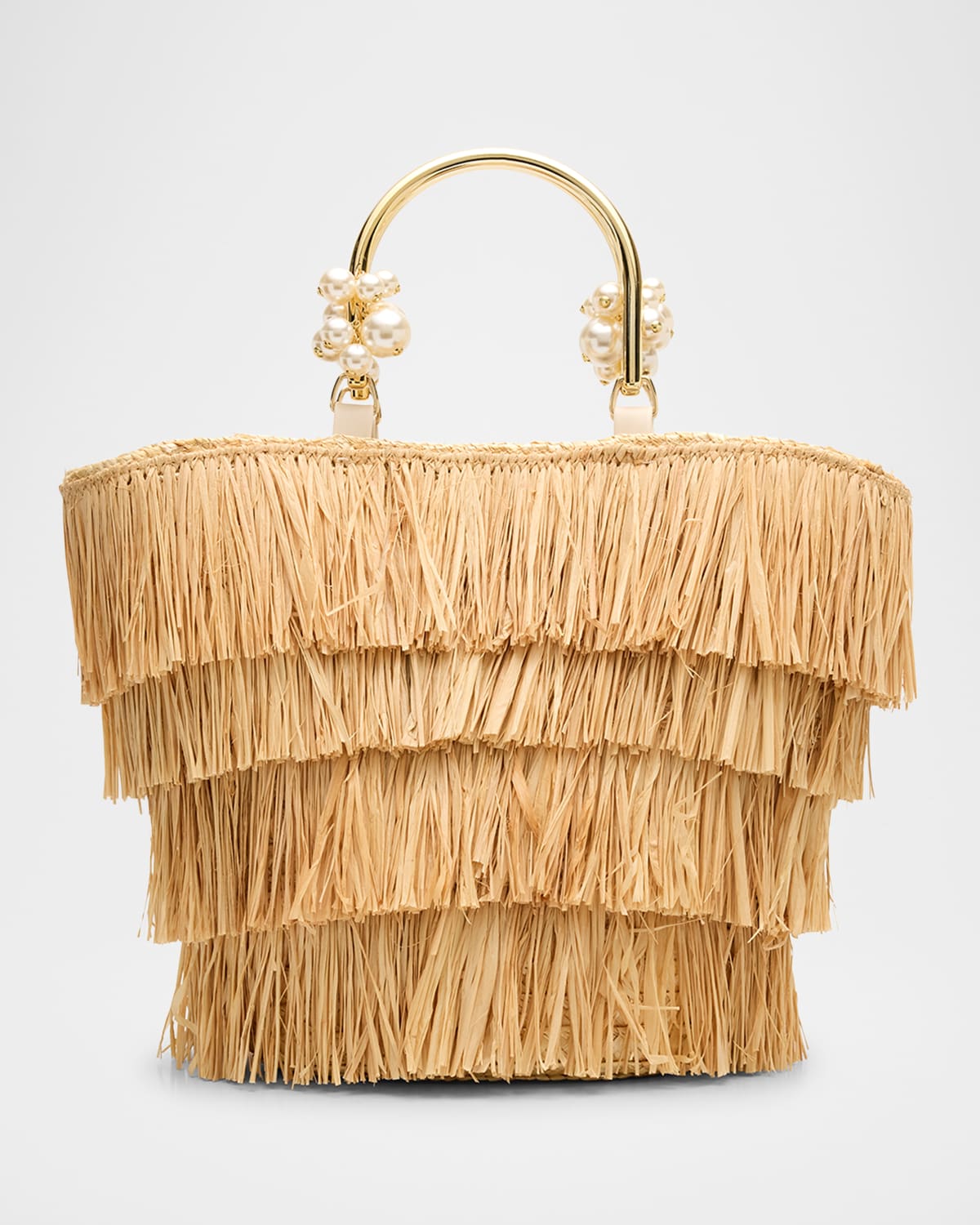 BTB Los Angeles Luna Fringe Raffia Tote Bag