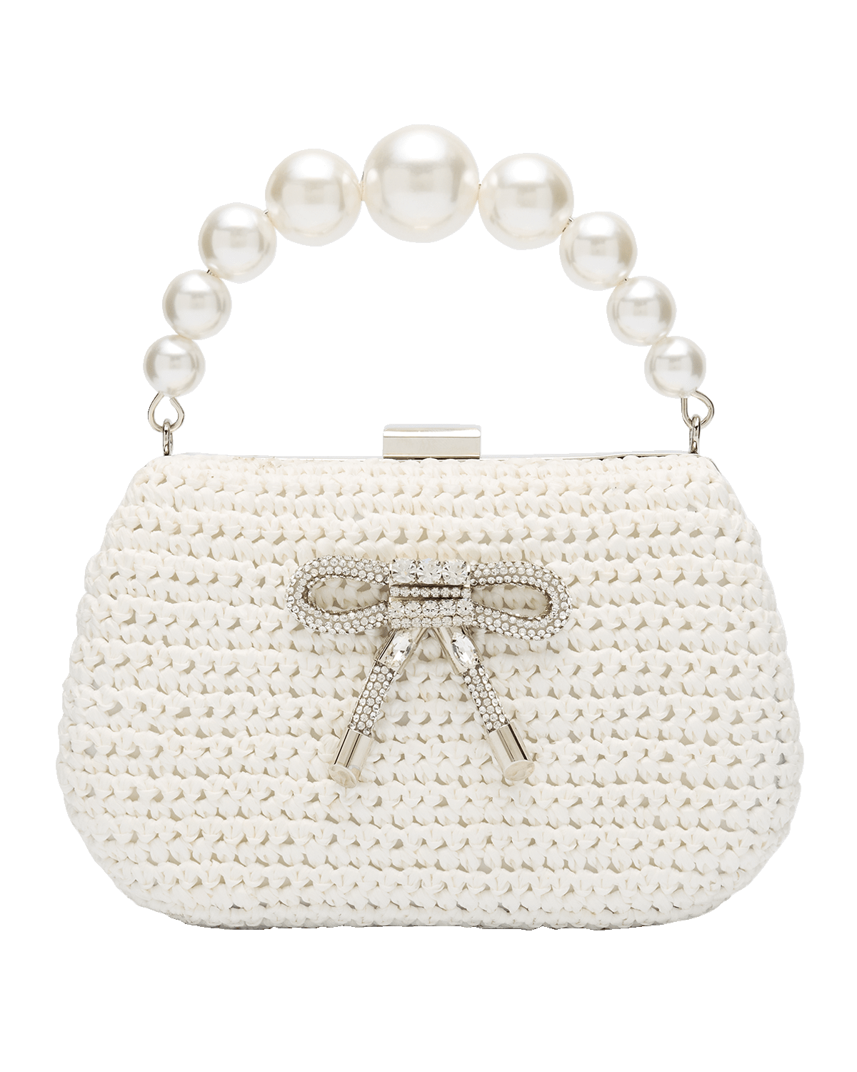 BTB Los Angeles Bijou Bow Beaded Raffia Top-Handle Bag