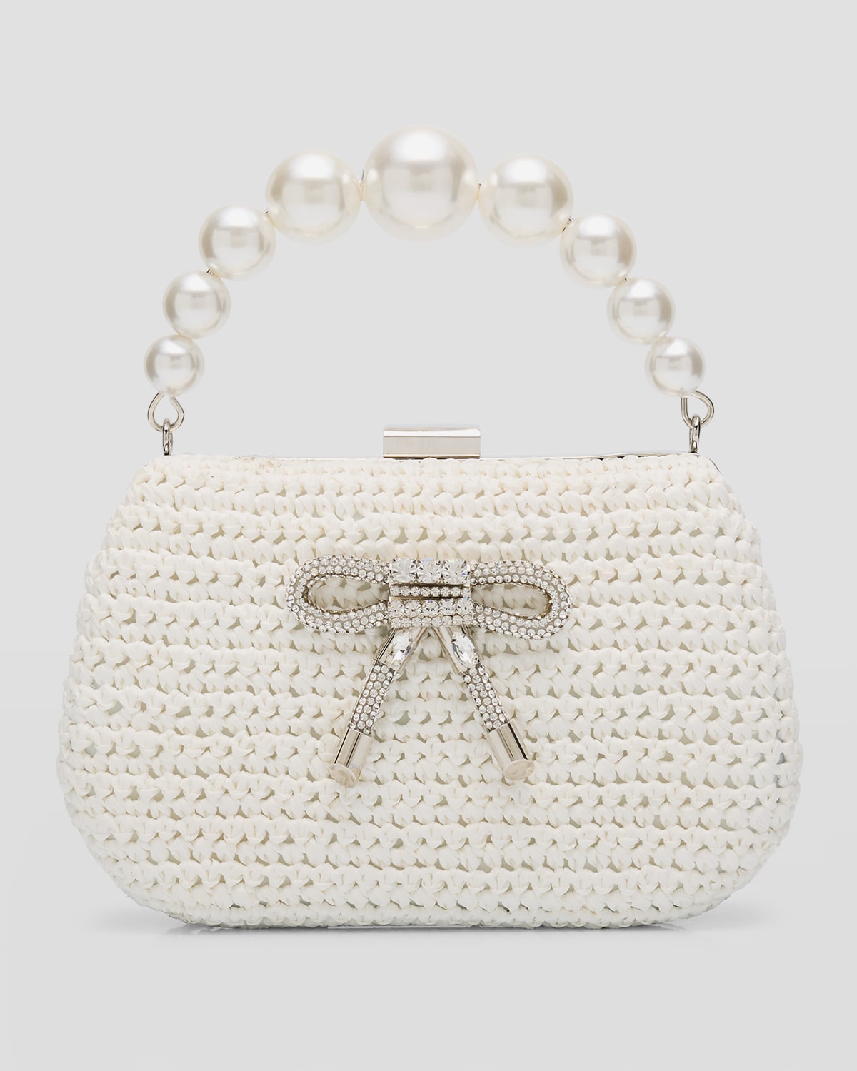 BTB Los Angeles Bijou Bow Beaded Raffia Top-Handle Bag