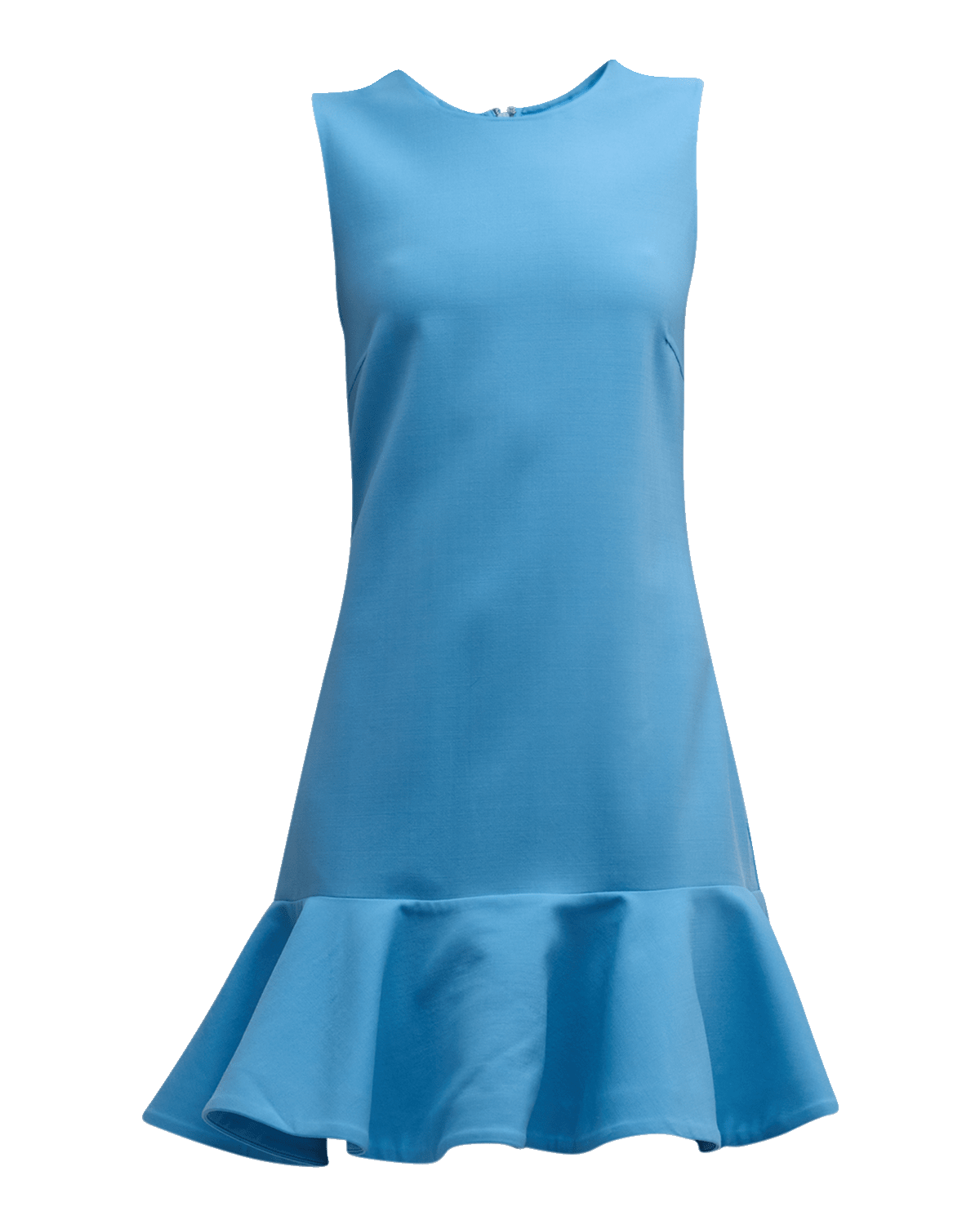 Oscar de la Renta Jewel-Neck Drop-Waist Ruffle Sleeveless Mini Dress