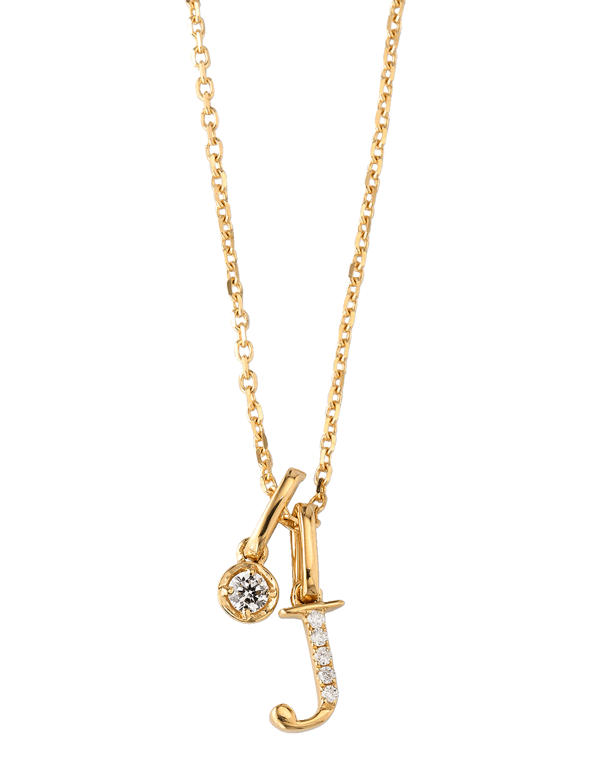 Frederic Sage 18K Yellow Gold Diamond Initial Pendant Necklace, J