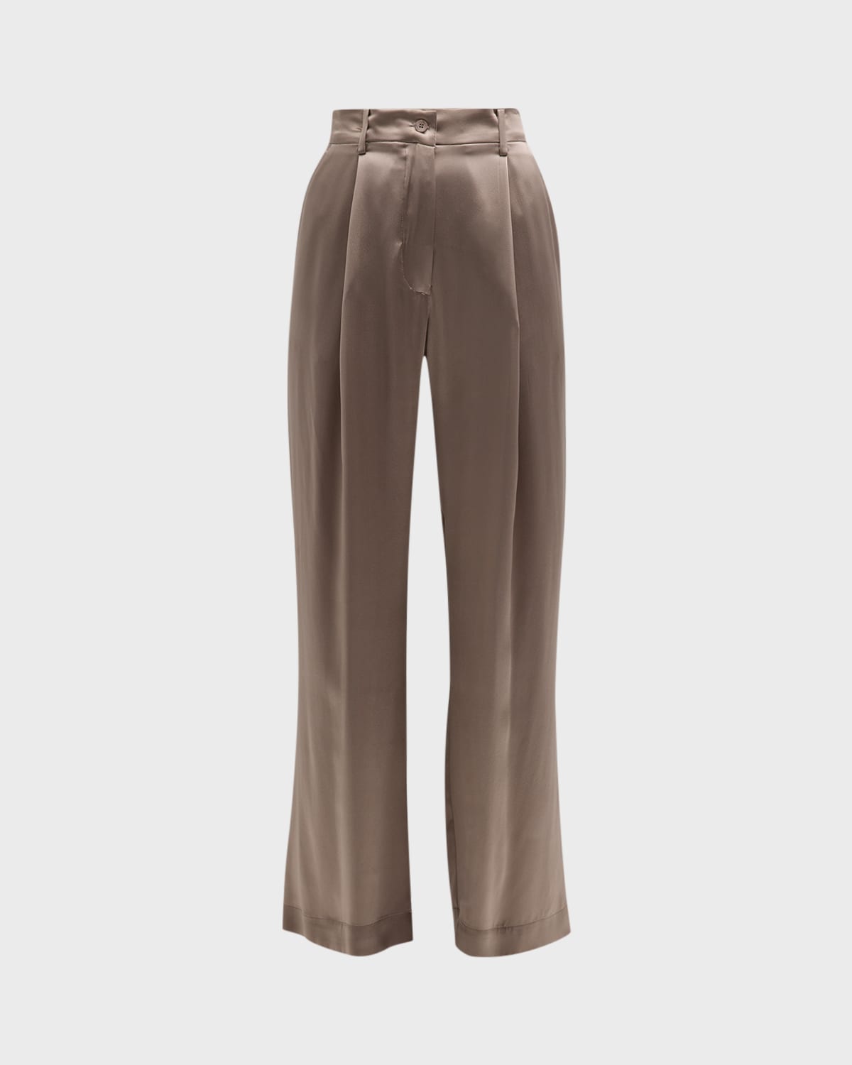 Sablyn Mid-Rise Straight-Leg Pleated Silk Pants
