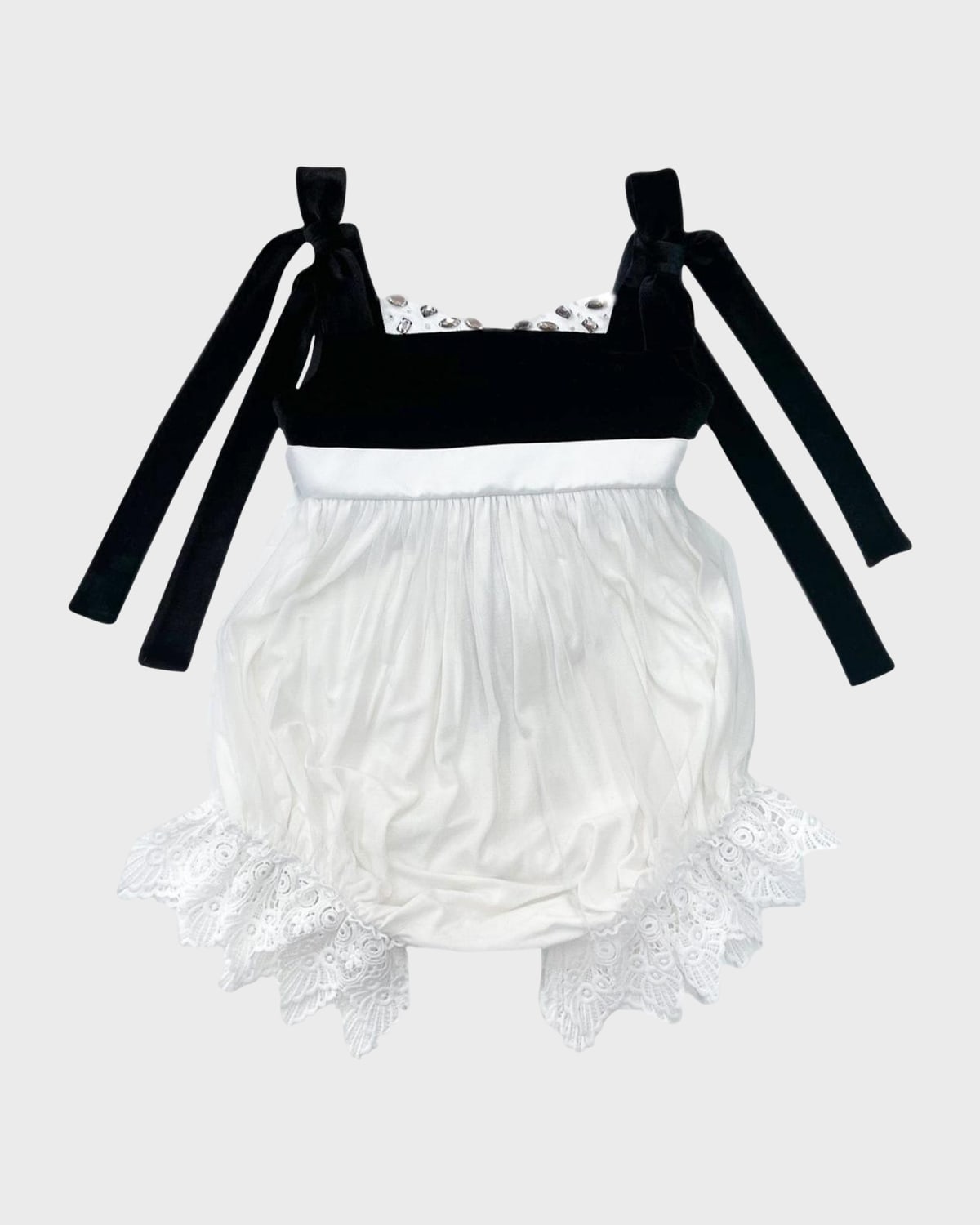 Petite Maison Kids Girl's Audrey Embroidered Romper, Size 3M-3