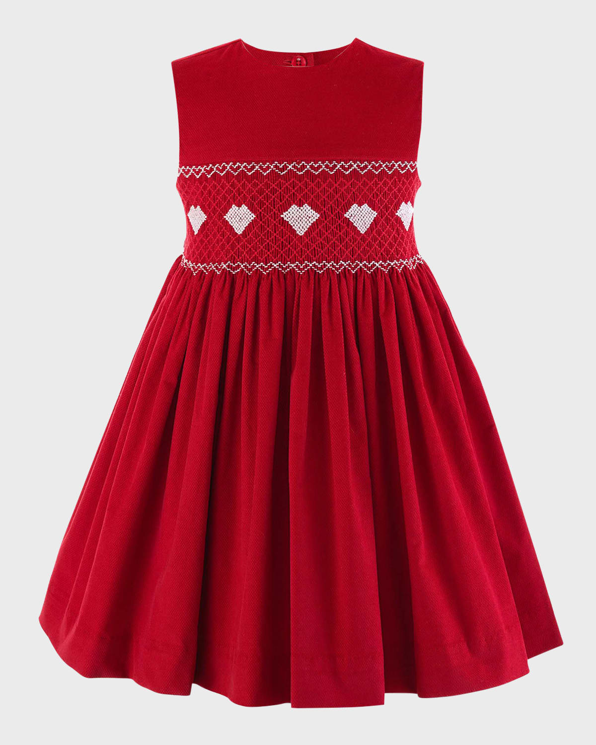 Rachel Riley Girl's Heart Smocked Cotton Pinafore Dress, Size 2-10