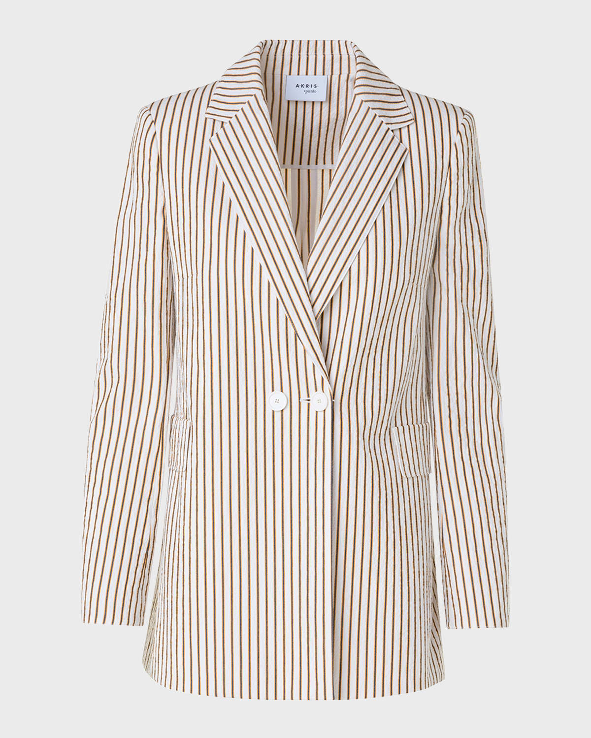 Akris punto Cotton Seersucker Striped Blazer Jacket