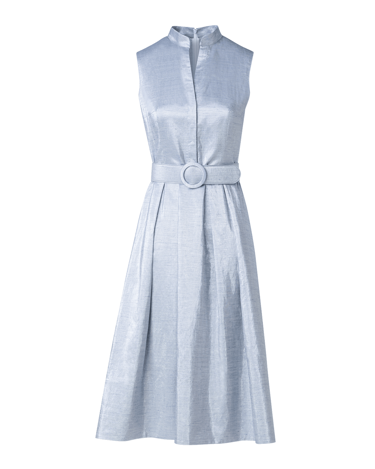 Akris punto Metallic Cotton Belted Midi Dress