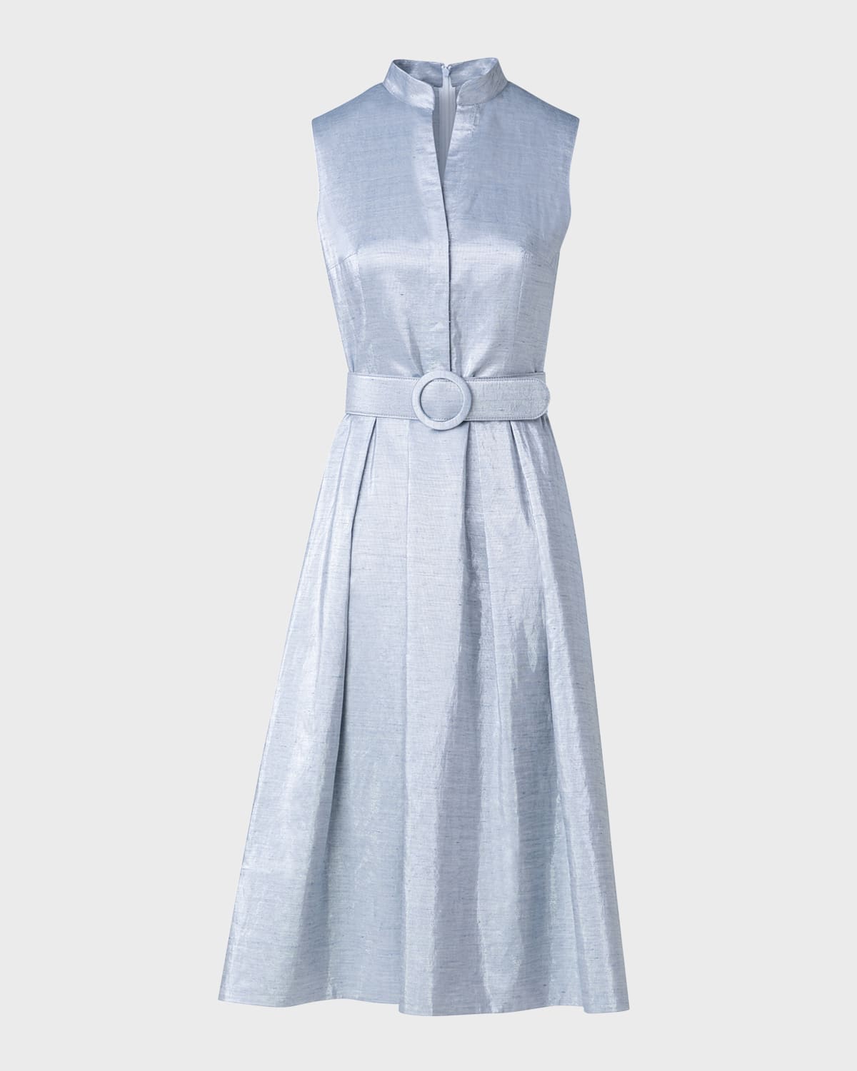 Akris punto Metallic Cotton Belted Midi Dress