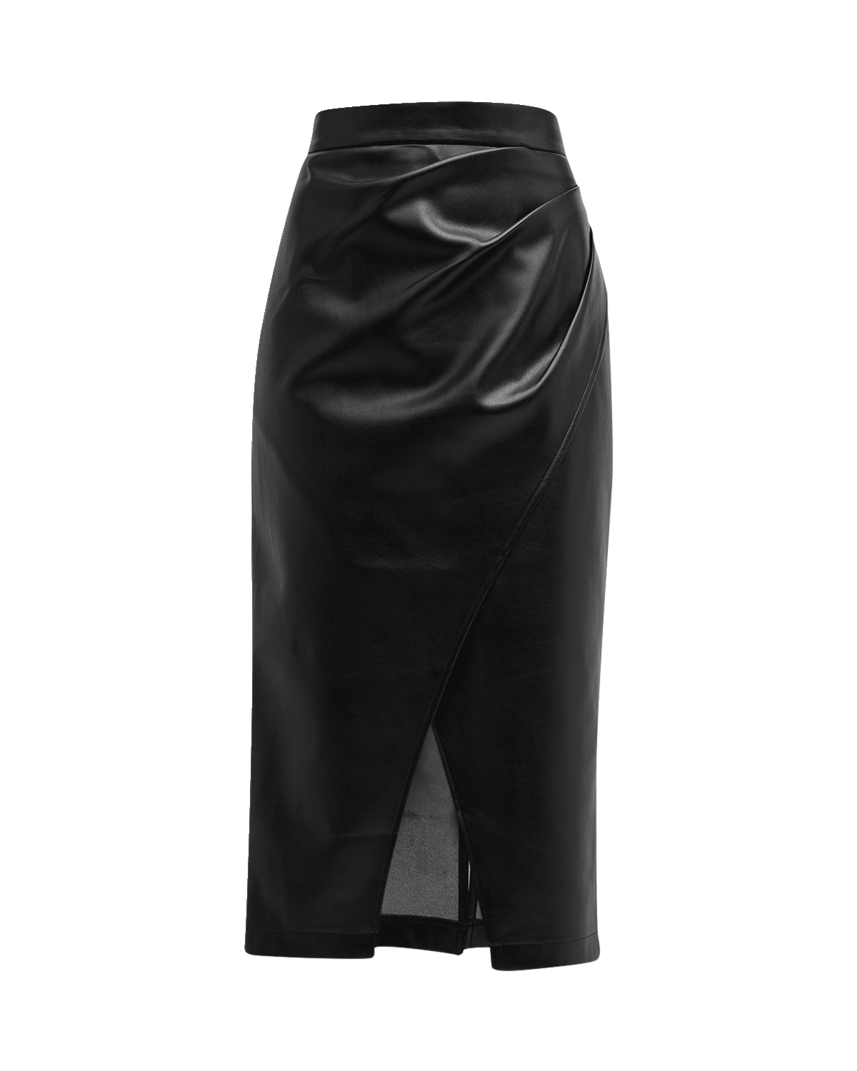 Elie Tahari The Rebecca Ruched Vegan Leather Midi Skirt