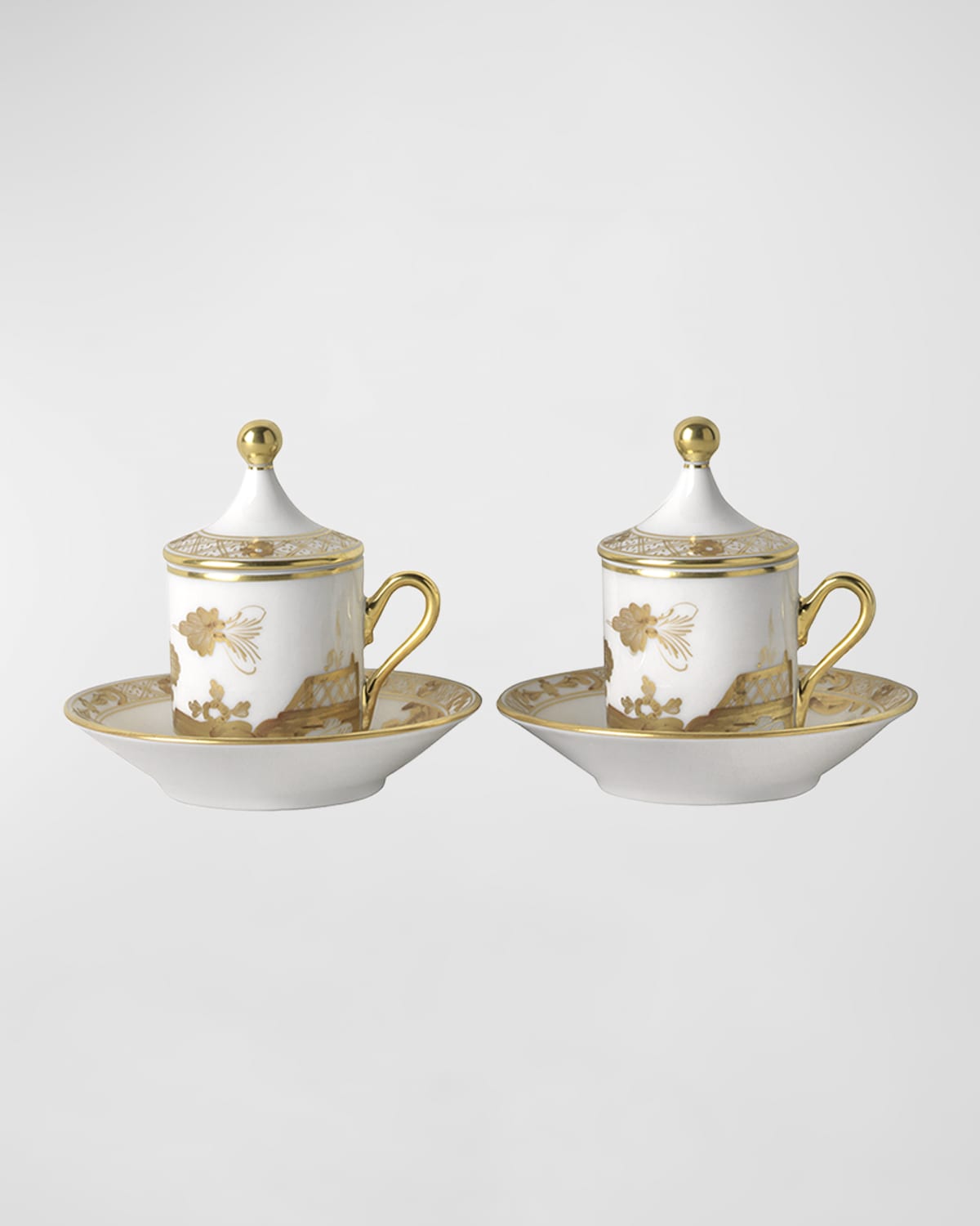 GINORI 1735 Coffee Cup with Plate and Cover, Set of 2