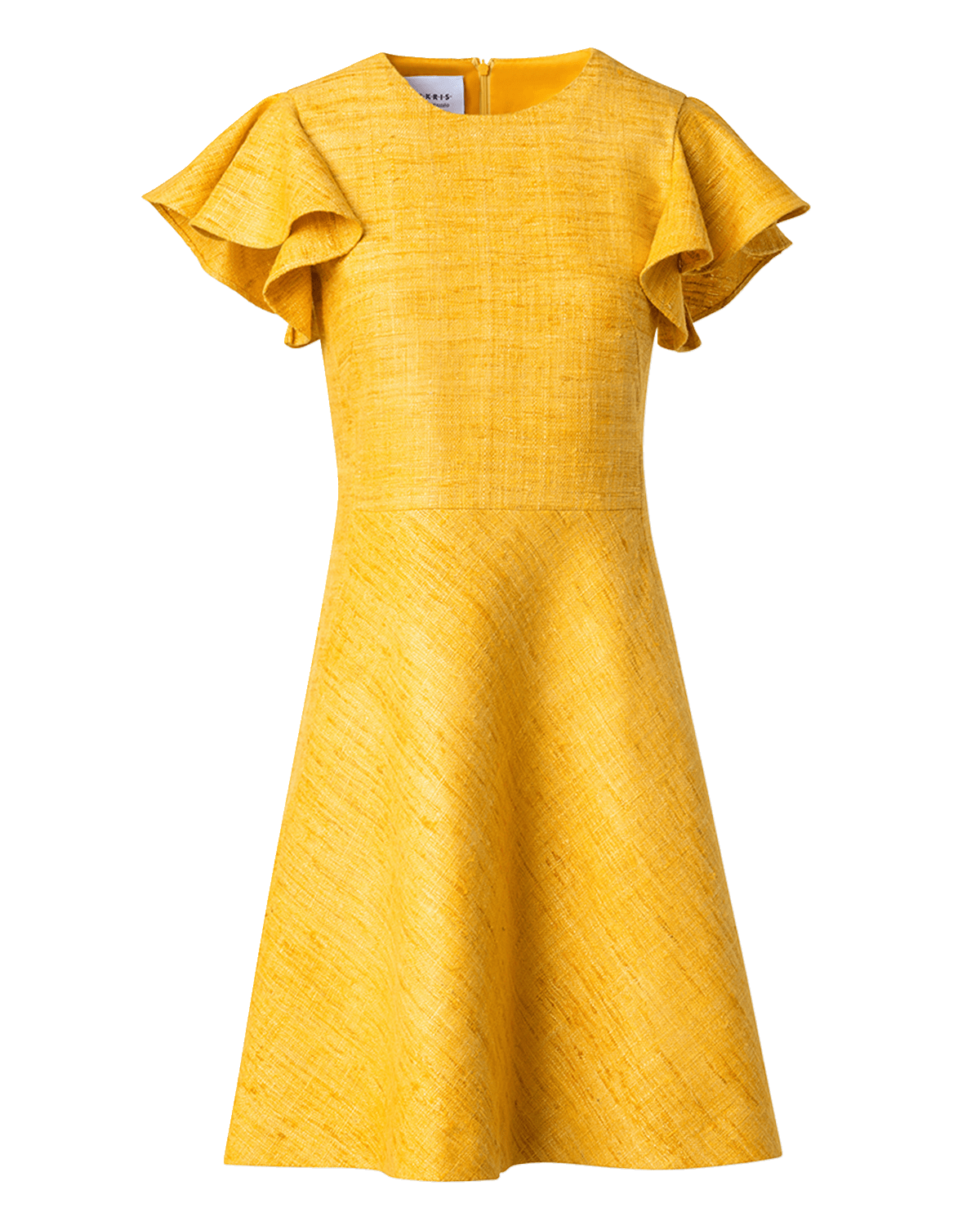 Akris punto Ruffle-Sleeve Raw Indian Silk A-Line Dress