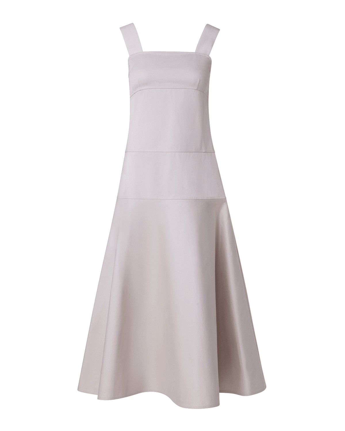 Akris punto Square-Neck Drop-Waist Cotton Gabardine Sleeveless Midi Dress
