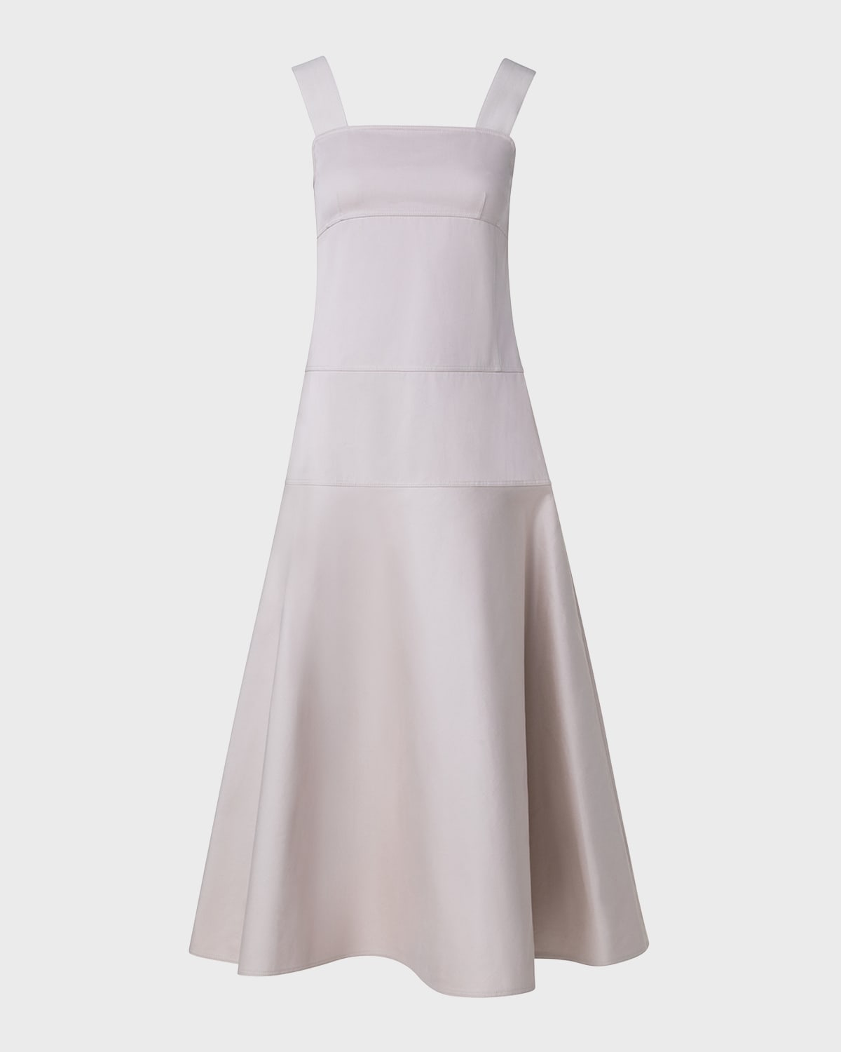 Akris punto Square-Neck Drop-Waist Cotton Gabardine Sleeveless Midi Dress