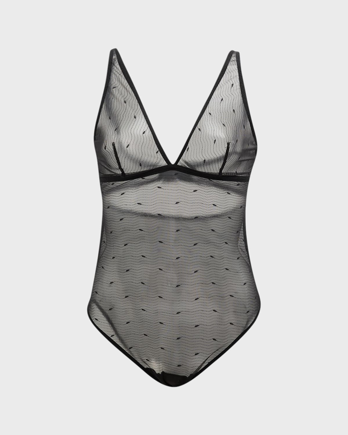 Else Kate Sheer Wavy Lace Bodysuit