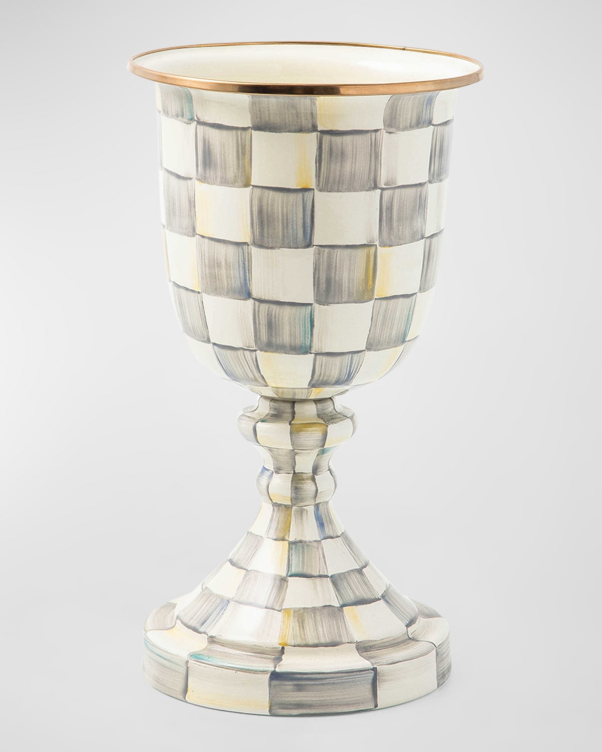 MacKenzie-Childs Sterling Check Enamel Pedestal Vase