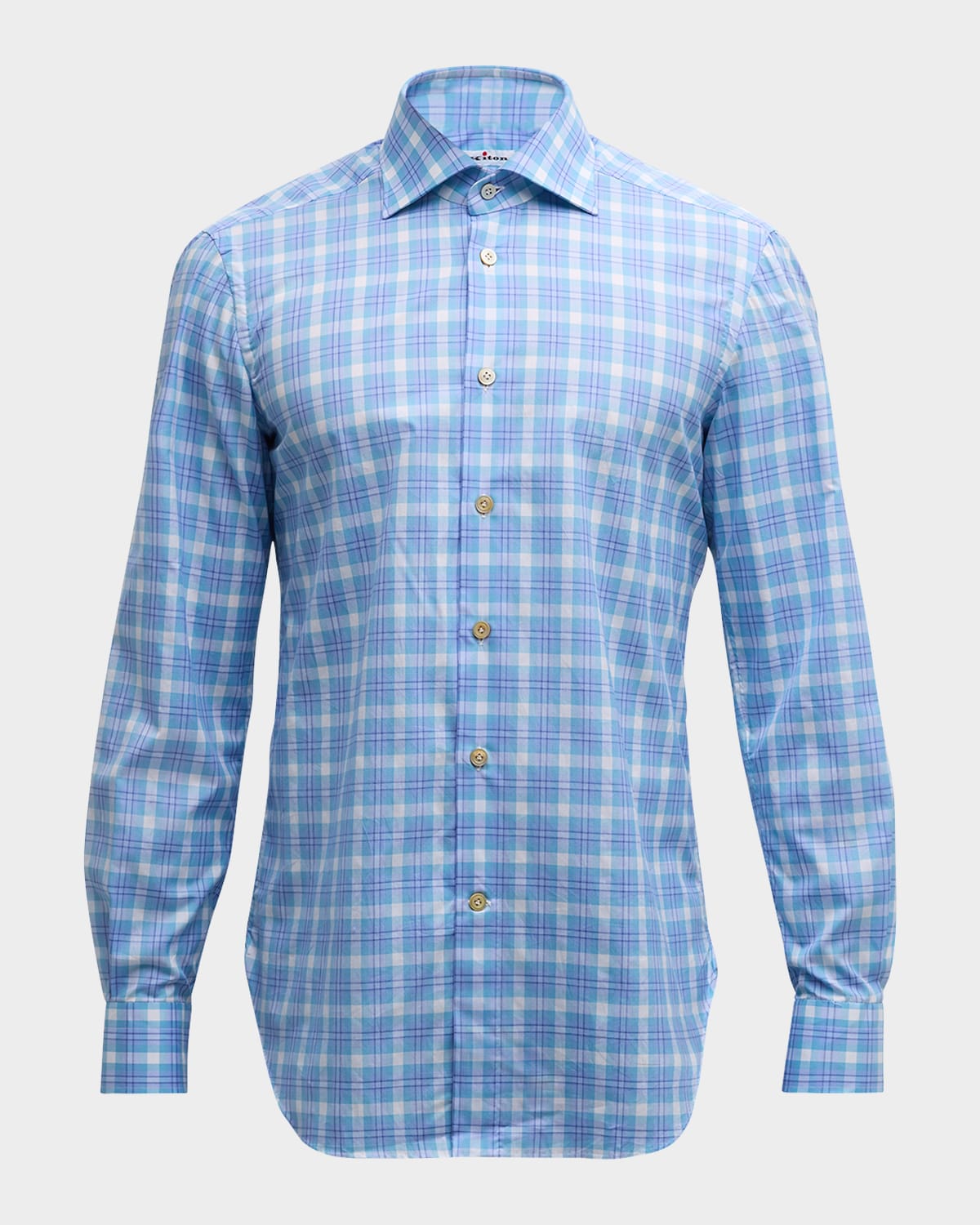 Kiton Men's Cotton Plaid Sport Shirt