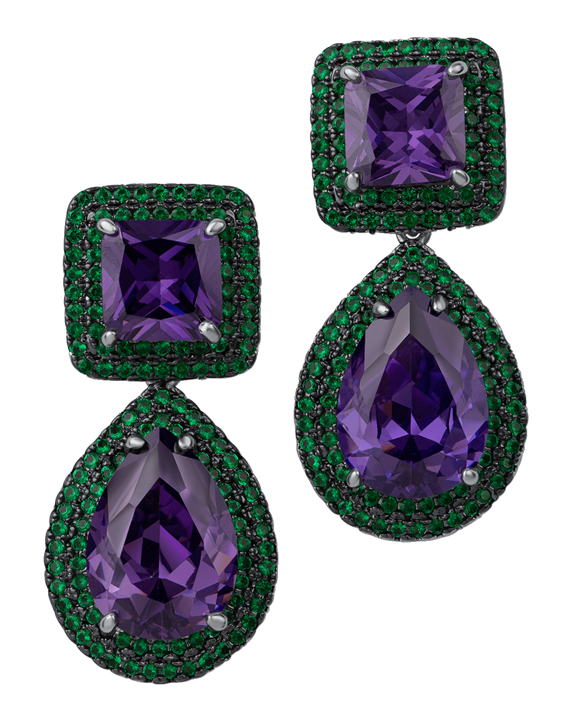 Kenneth Jay Lane Glam Double-Trim Cubic Zirconia Earrings