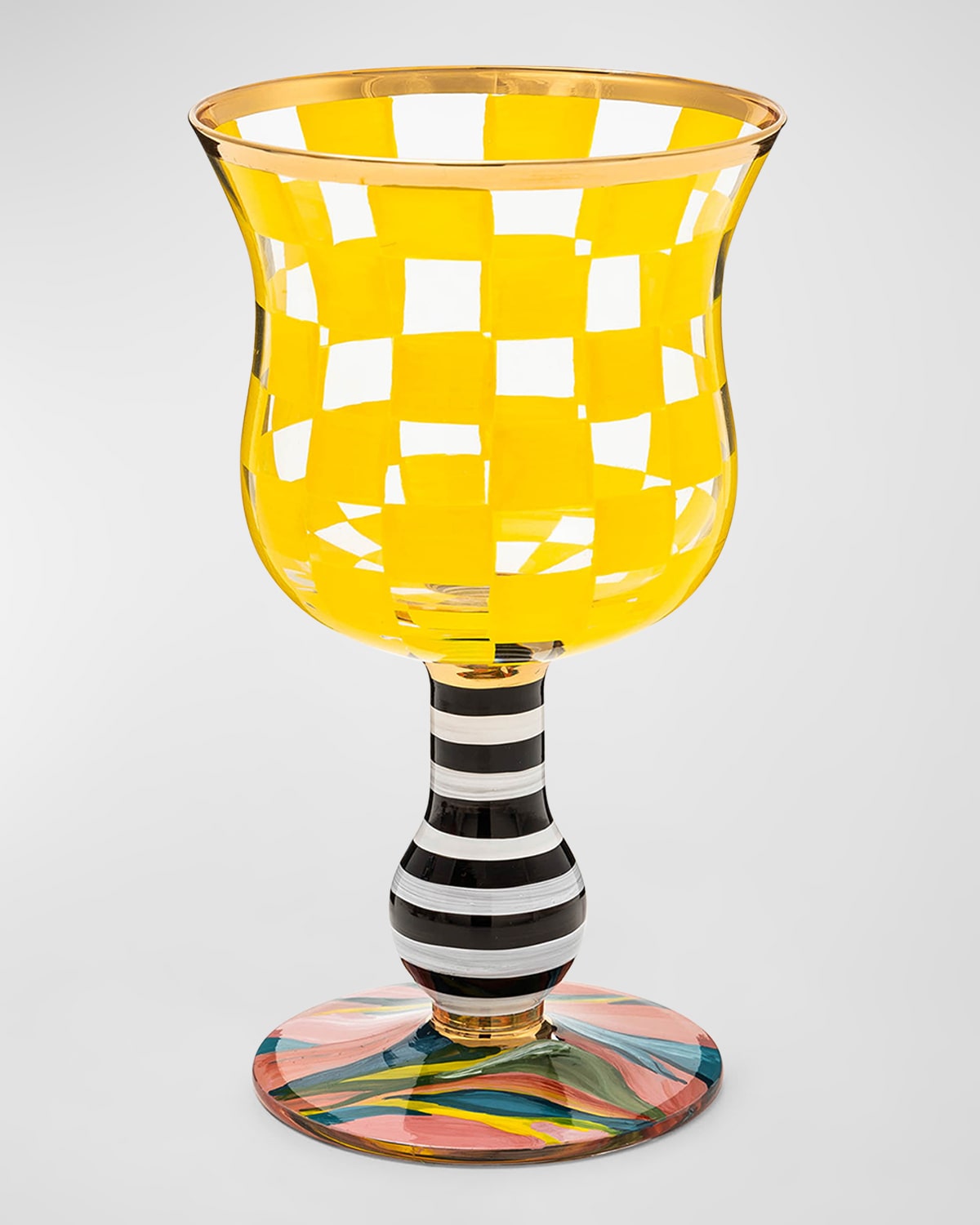 MacKenzie-Childs Carnival Wine Glass Yellow