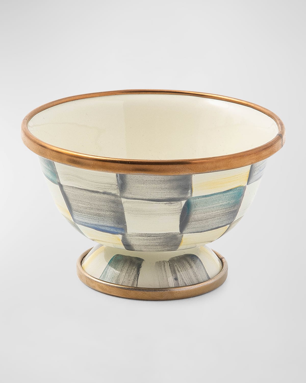 MacKenzie-Childs Sterling Check Enamel Little Sugar Bowl
